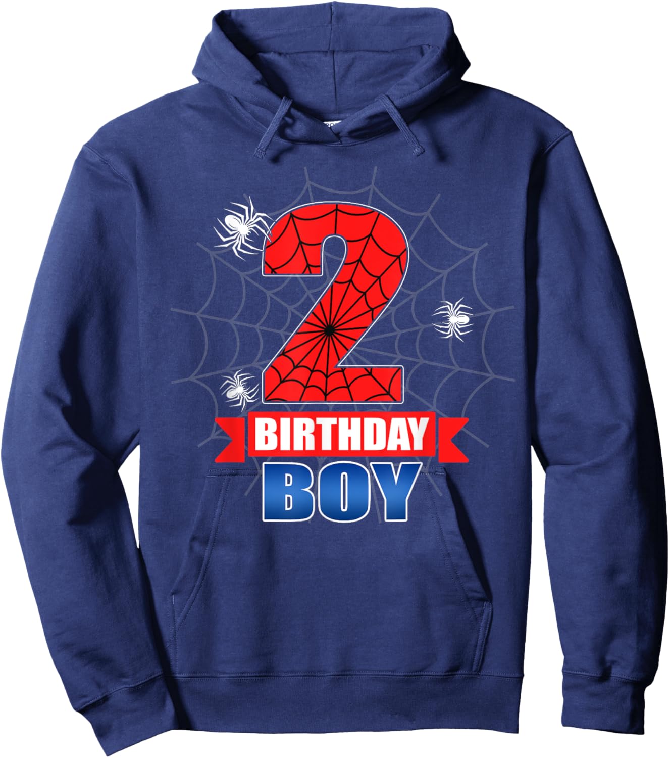 Spider Web 2 Years Old It's My 2nd Birthday Boy Party Hoodie - Hoodie | Navy