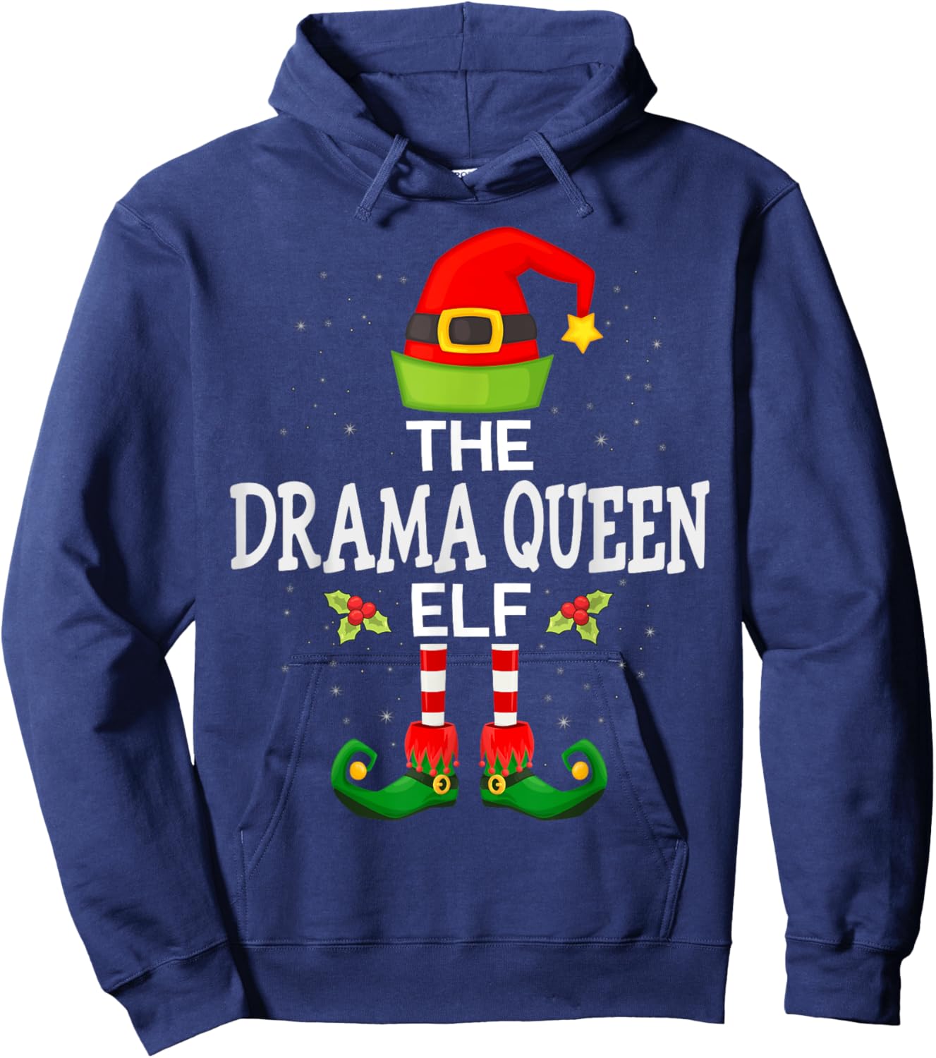 The Drama Queen Elf Christmas Family Matching Pajama Hoodie - Hoodie | Navy