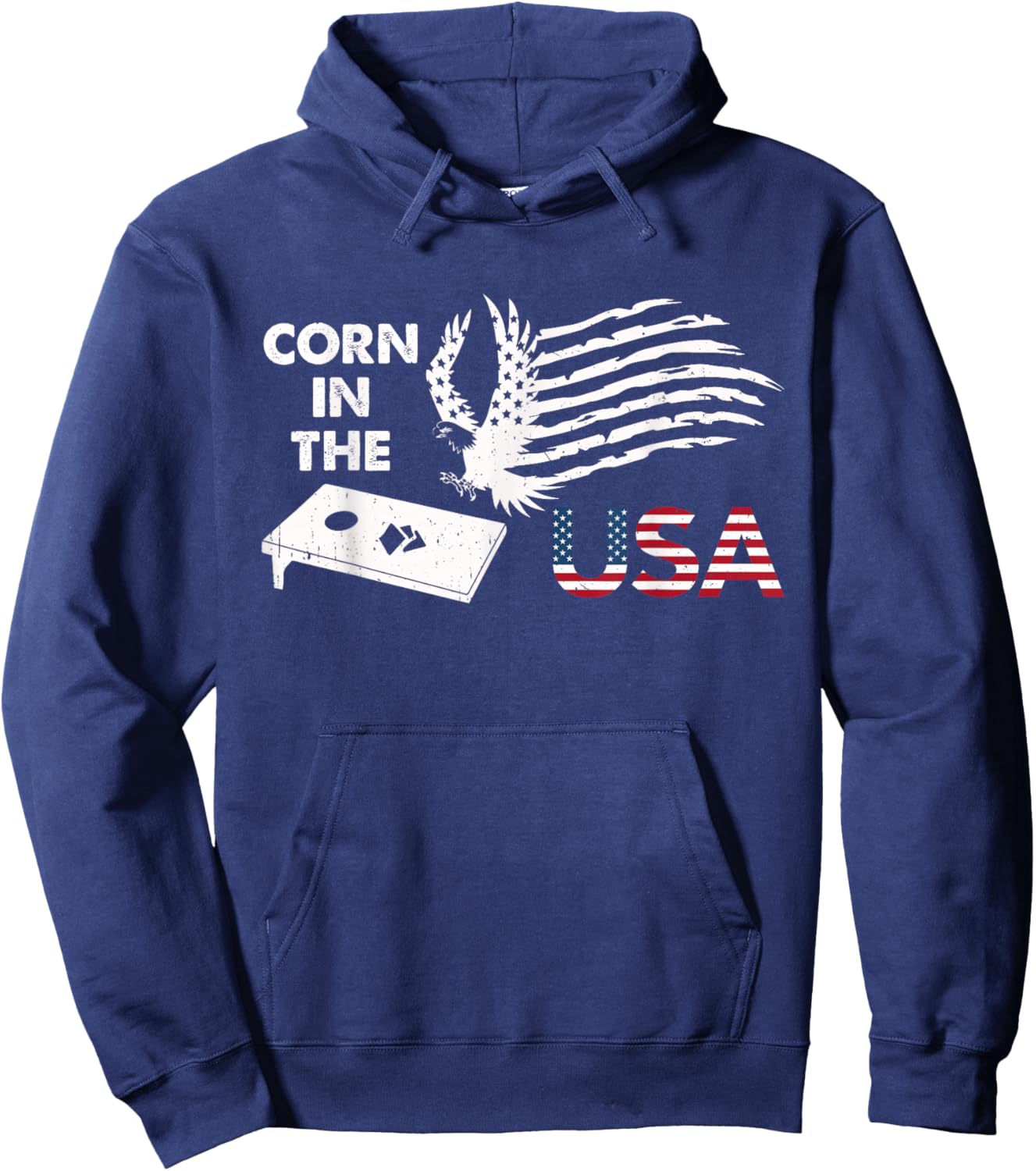 Patriotic Cornhole Player Corn In The USA American Flag Hoodie - Hoodie | Navy