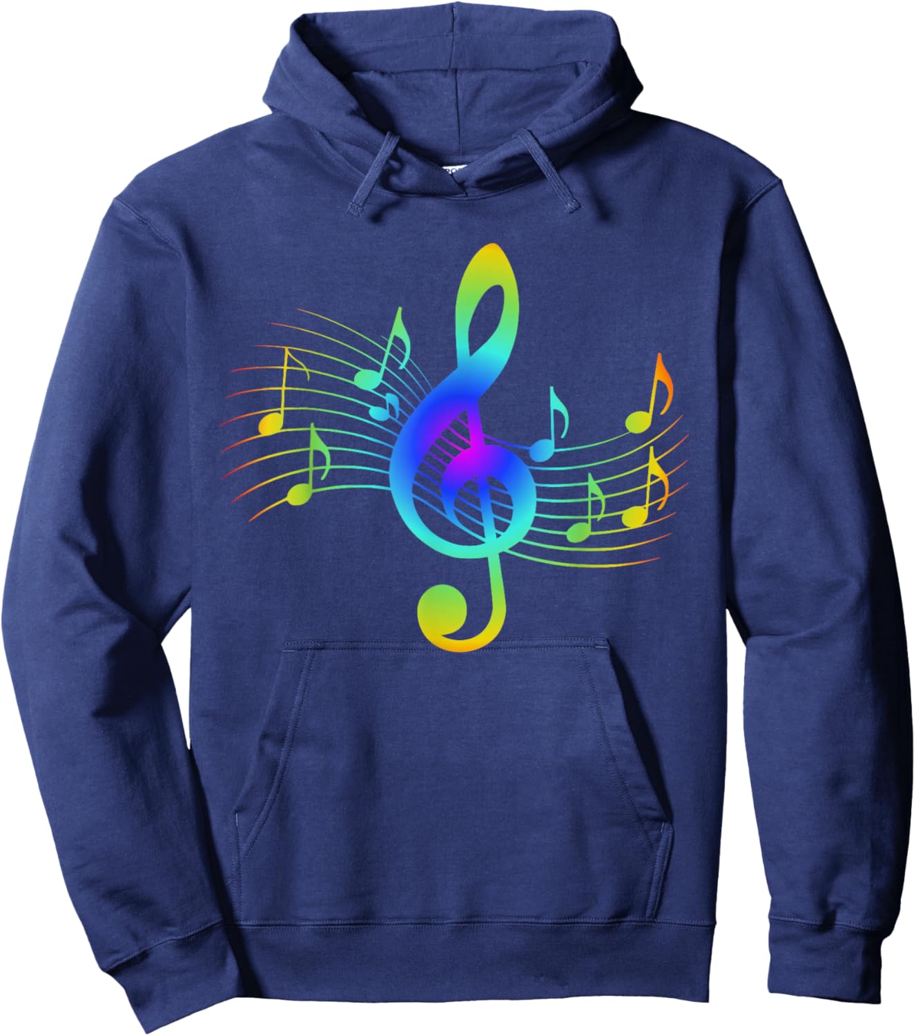 Colourful Treble Clef and Musical Notes Design for Music Love Hoodie - Hoodie | Navy