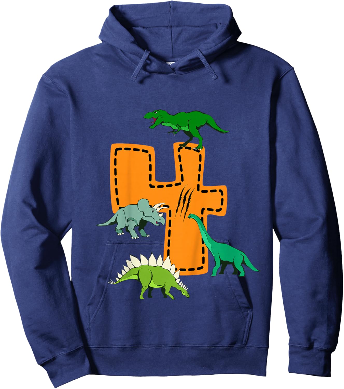 I'm 4 Dinosaurs 4th Children's Son's Dino Birthday Party Hoodie - Hoodie | Navy
