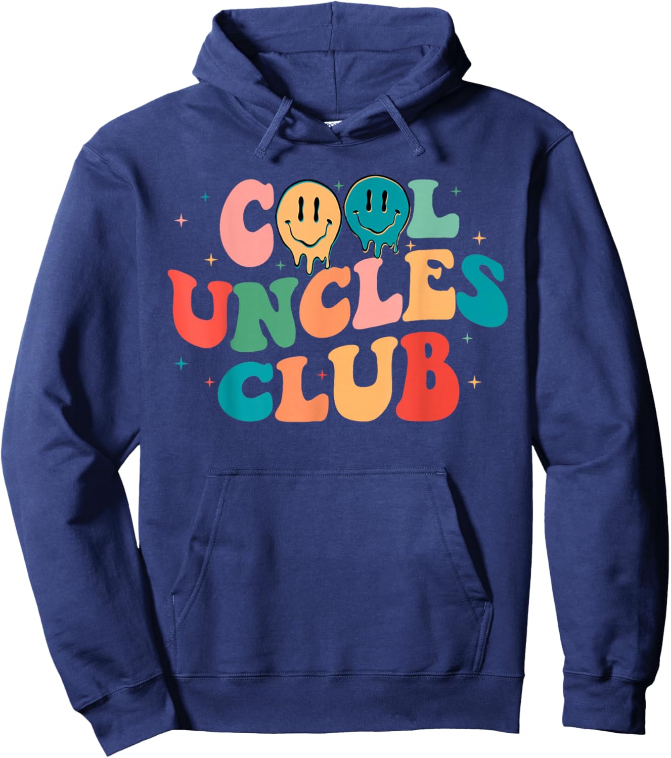 Retro Groovy Cool Uncles Club Smile Face Funny New Uncle Men Hoodie - Hoodie | Navy