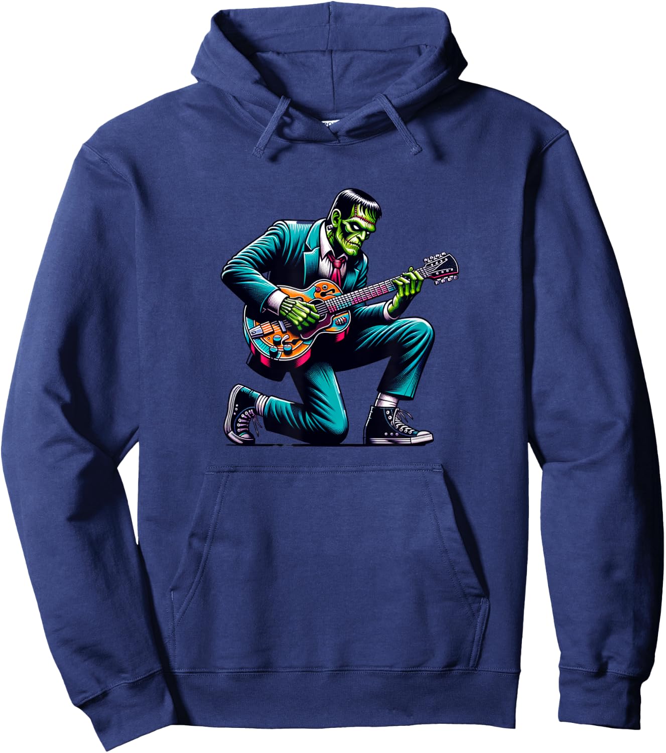 Frankenstein Guitar Lover, Halloween, Monster Vibes Hoodie - Hoodie | Navy