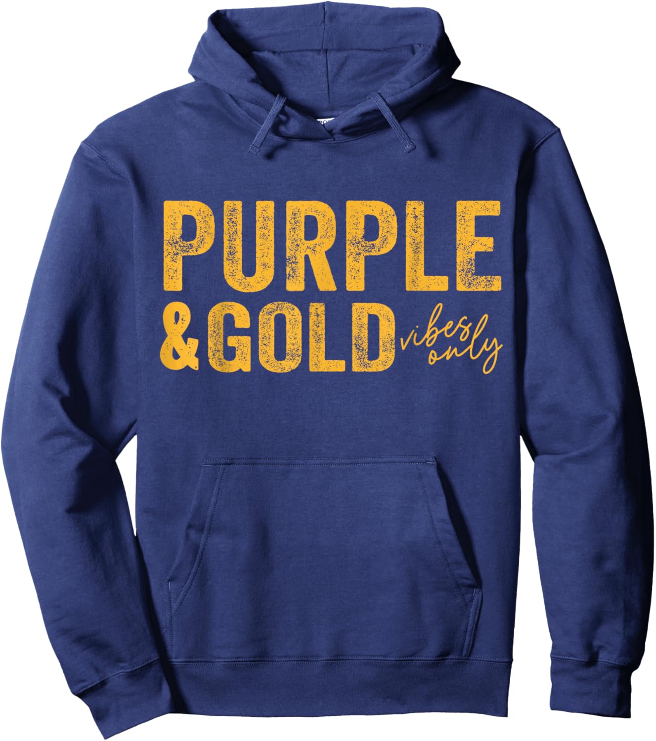 Purple and Gold Vibes Only Game Day for High School Football Hoodie - Hoodie | Navy