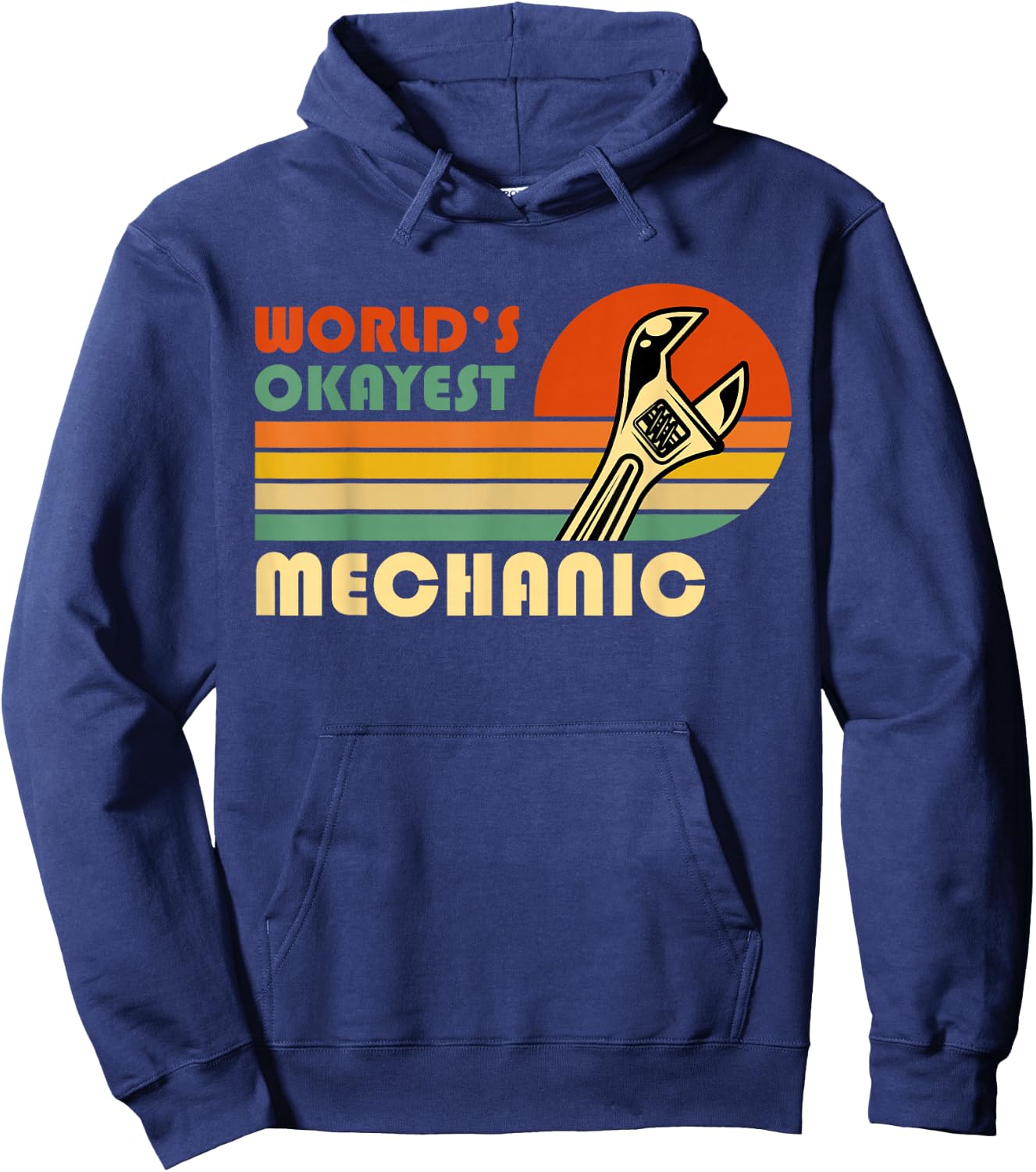 World's Okayest Mechanic - Funny Retro Vintage Gift Hoodie - Hoodie | Navy