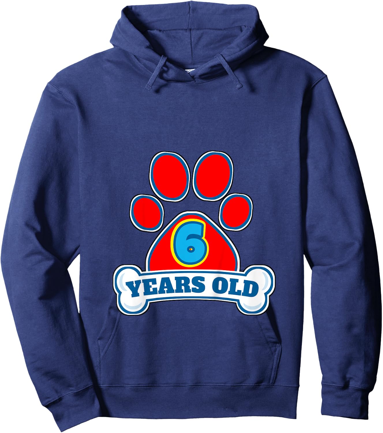 6 Year Old 6th Birthday Paw Themed Party Gift Boys Girls Hoodie - Hoodie | Navy