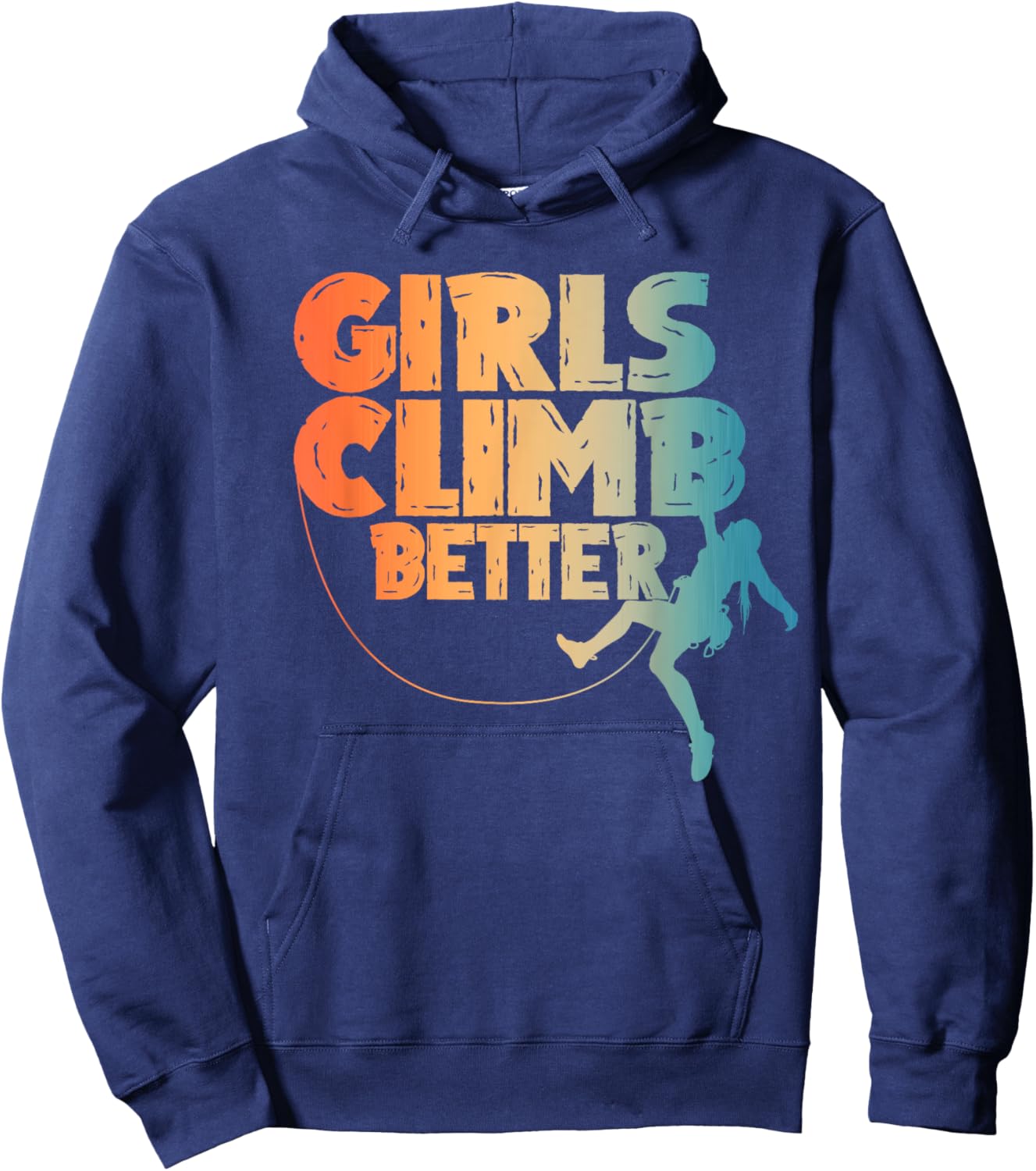 Cool Rock Climber Art Girls Indoor Rock Climbing Hoodie - Hoodie | Navy