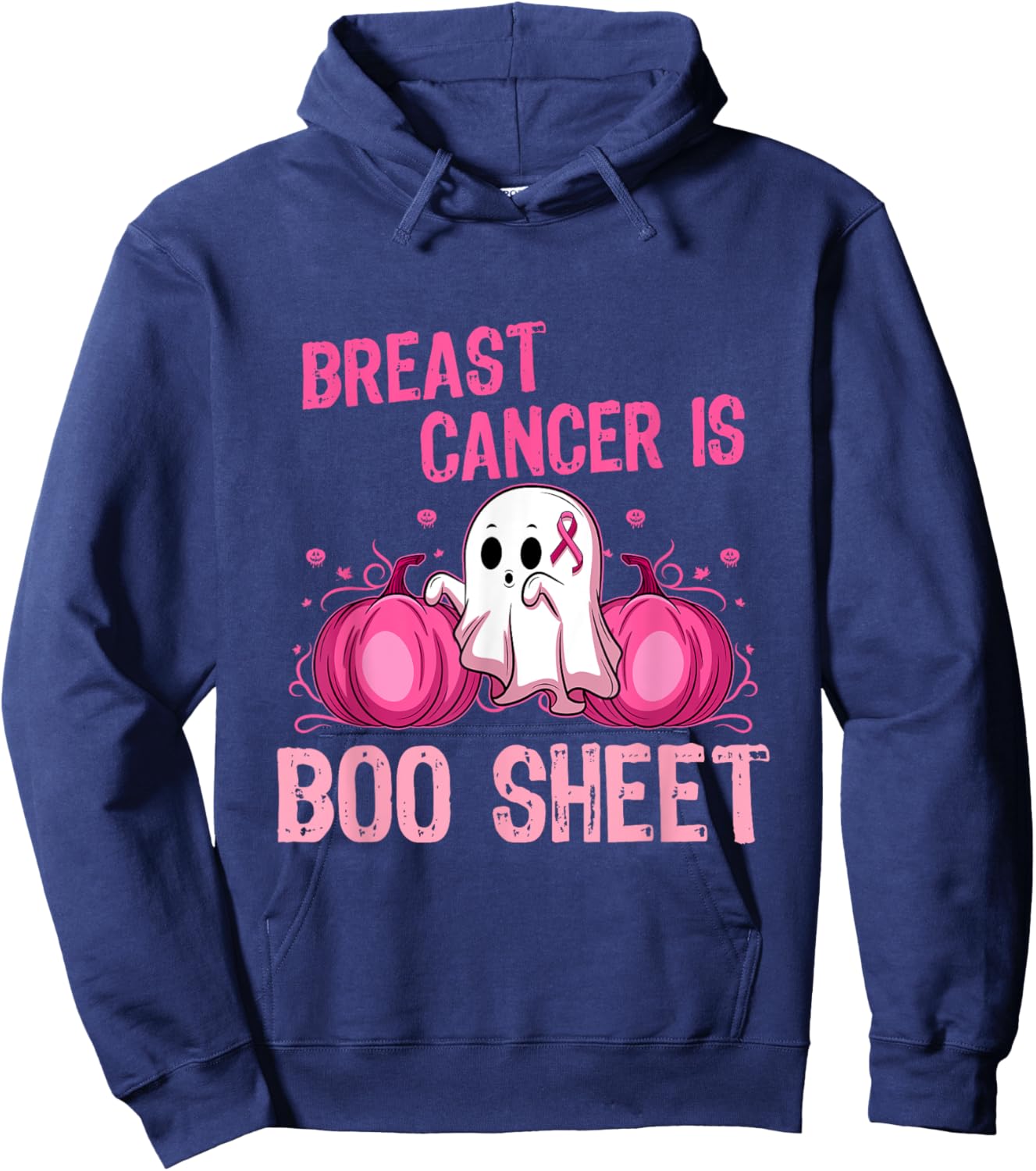Halloween Women Boob Skeleton Breast Cancer Ribbon Support Hoodie - Hoodie | Navy