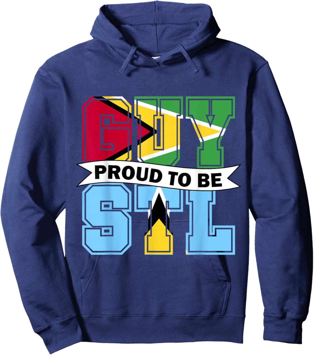 Proud to be Half Guyanese half Lucian Guyana Saint Lucia Hoodie - Hoodie | Navy