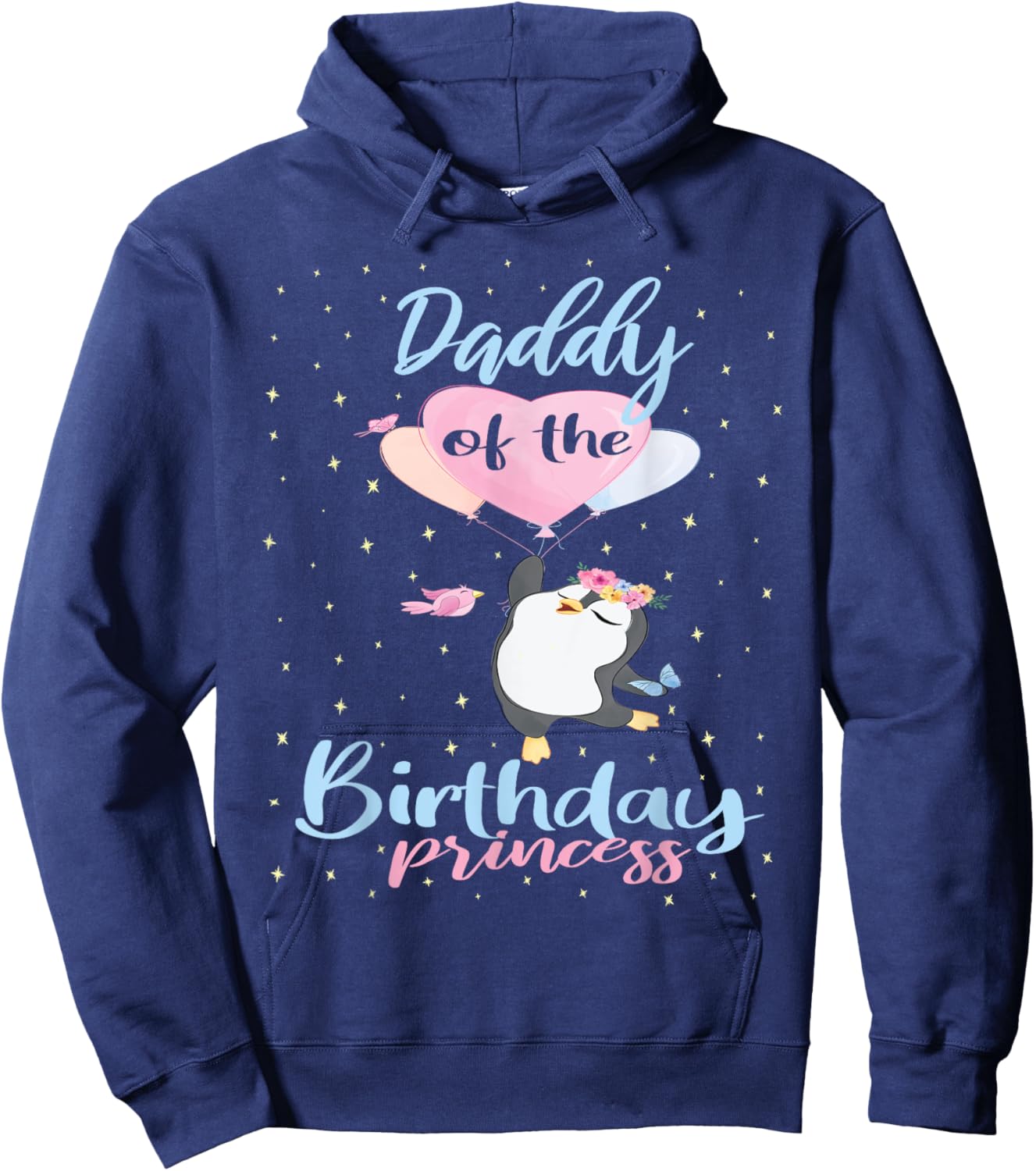 Daddy Of The Birthday Princess Penguin Girls B-day Party Hoodie - Hoodie | Navy