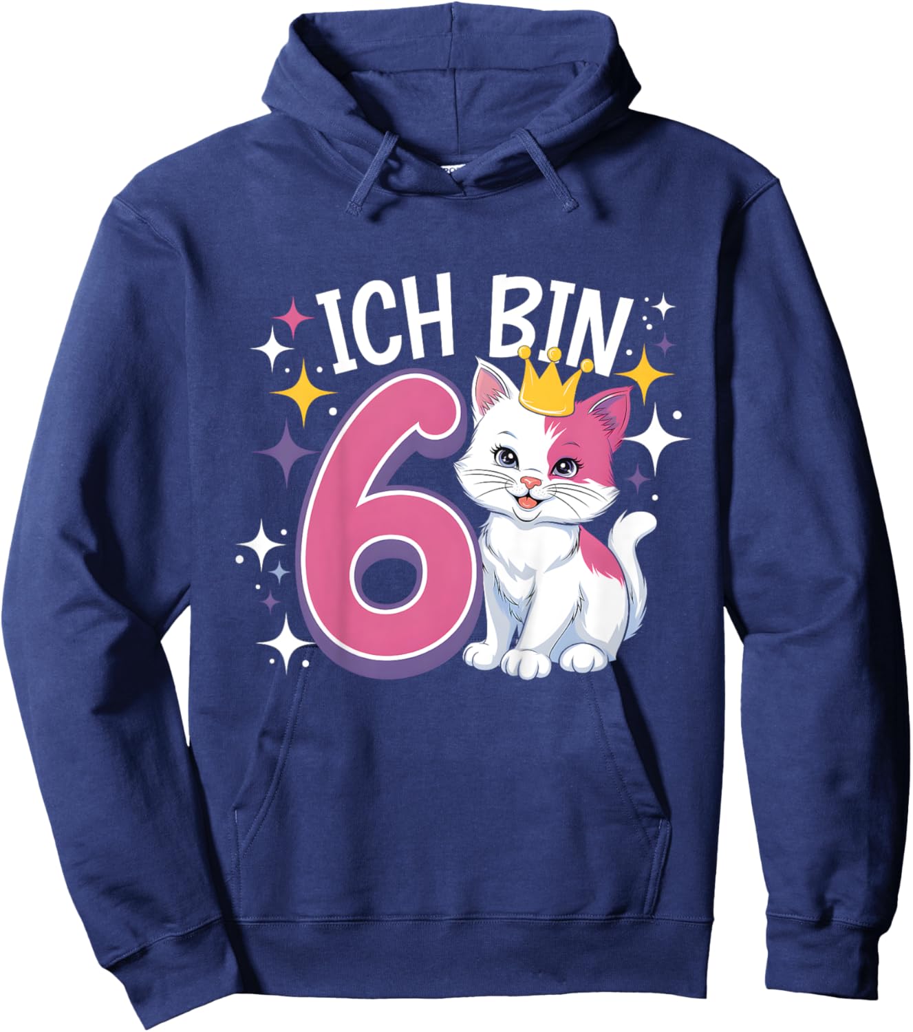 Kinder 6. Geburtstag Kindergeburtstag Sechster Geburtstag Katze Hoodie - Hoodie | Navy