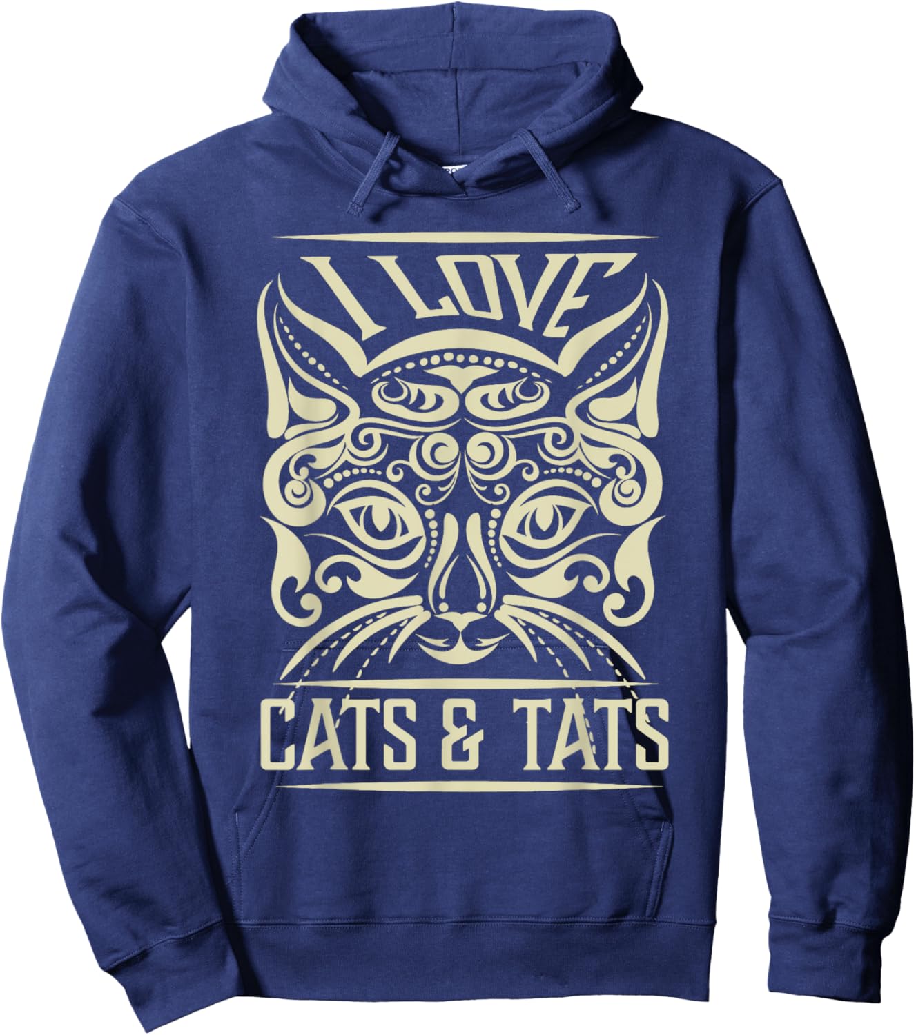Love Cats And Tats Funny Inking Tattoo Tattooing Cat Lover Women Hoodie - Hoodie | Navy