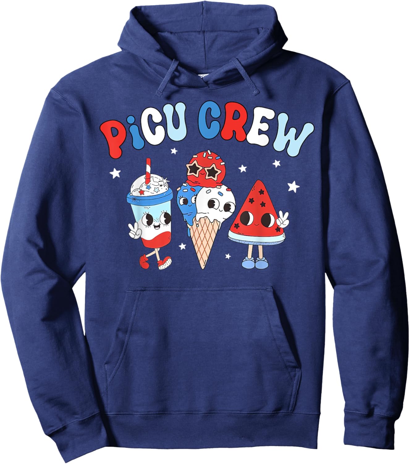 PICU Crew Pediatric Nurse Appreciation Patriotic 4th Of July Men Hoodie - Hoodie | Navy
