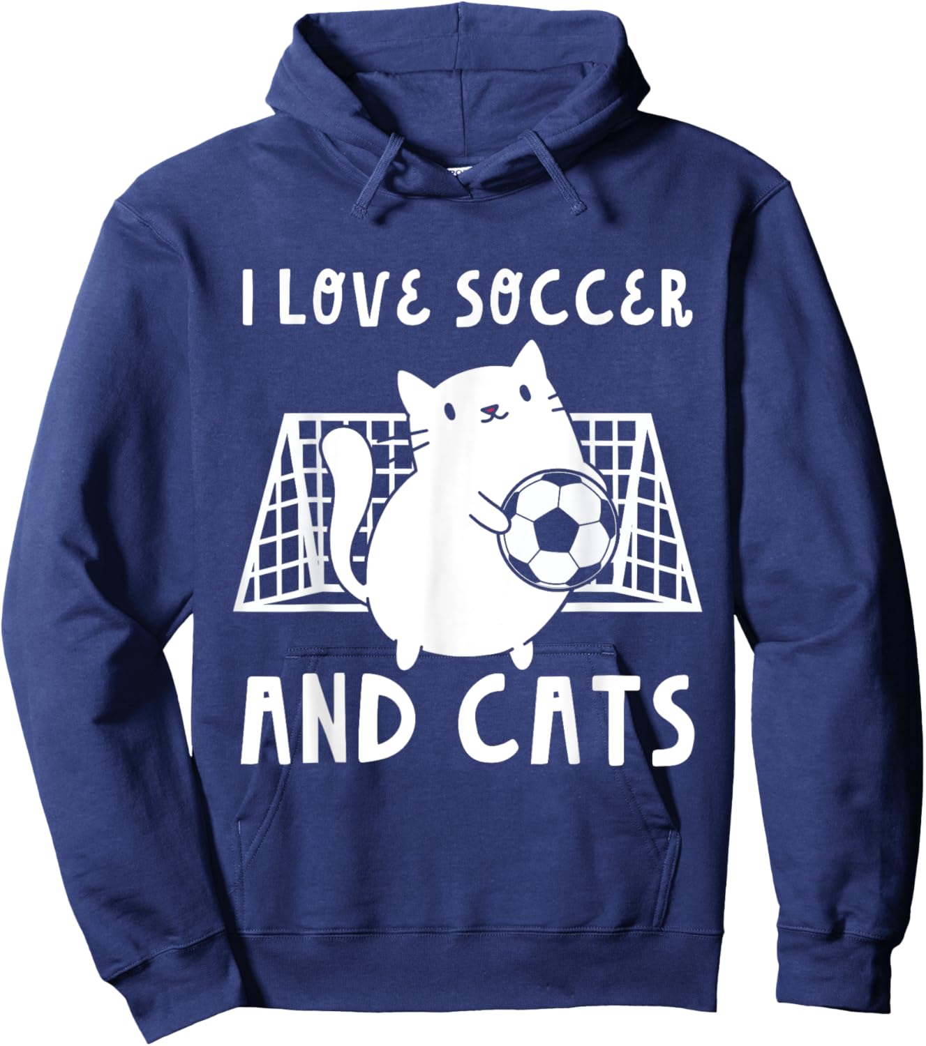 Cute I Love Soccer And Cats Funny Soccer Goalie Goalkeeper Hoodie - Hoodie | Navy