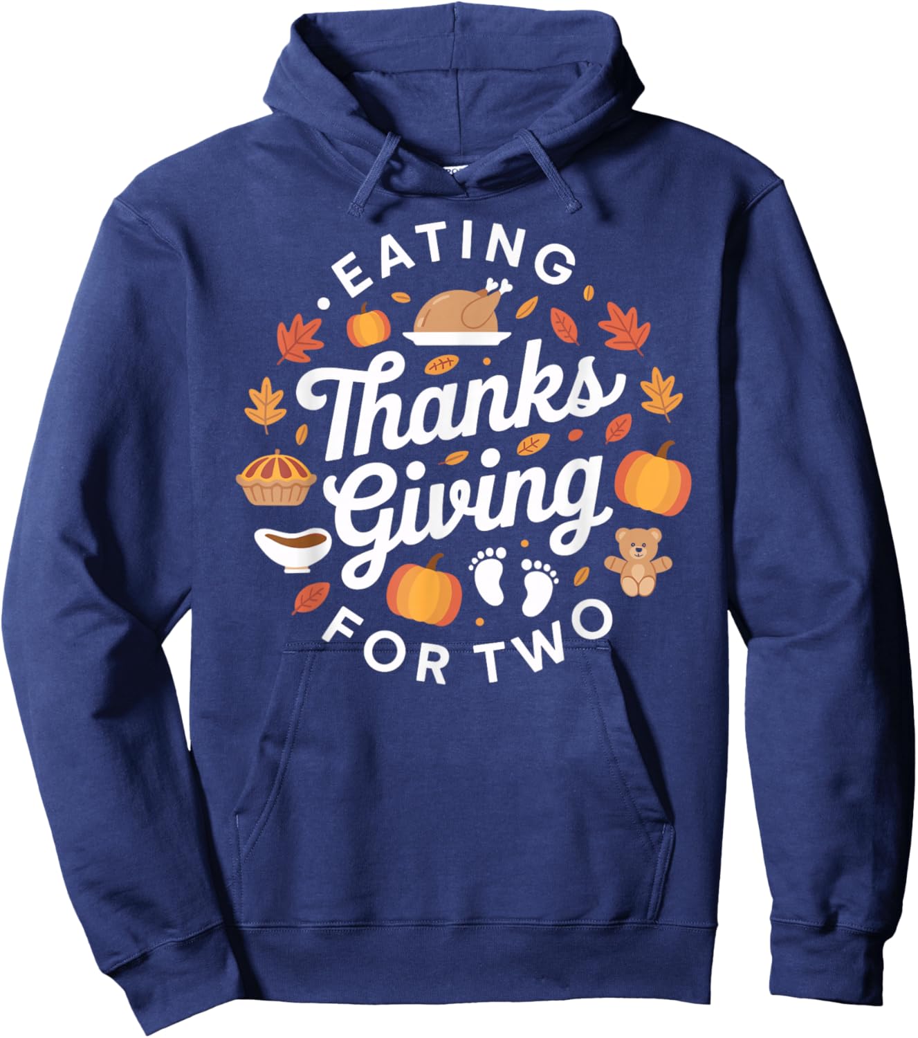 Eating for Two Funny Thanksgiving Maternity Pregnancy Hoodie - Hoodie | Navy