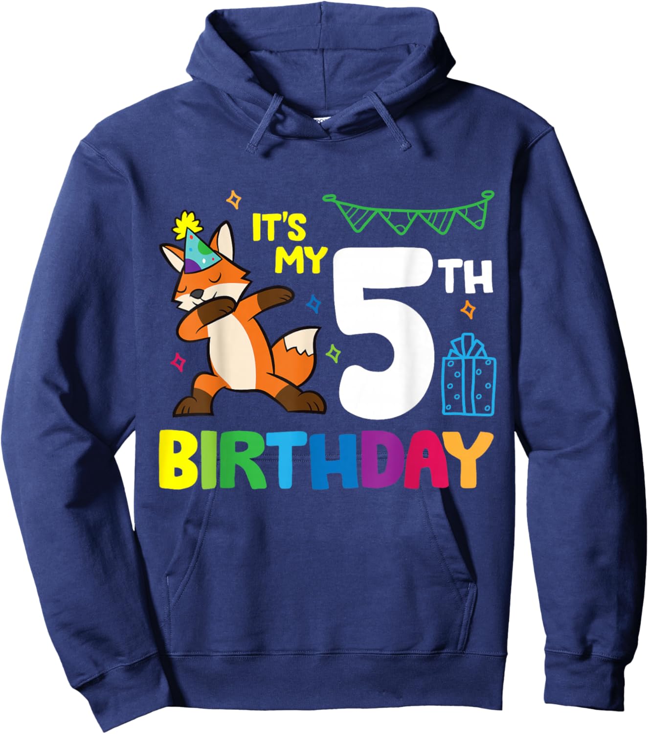 Fox Birthday It's My 5th Birthday Fox Birthday Party Hoodie - Hoodie | Navy