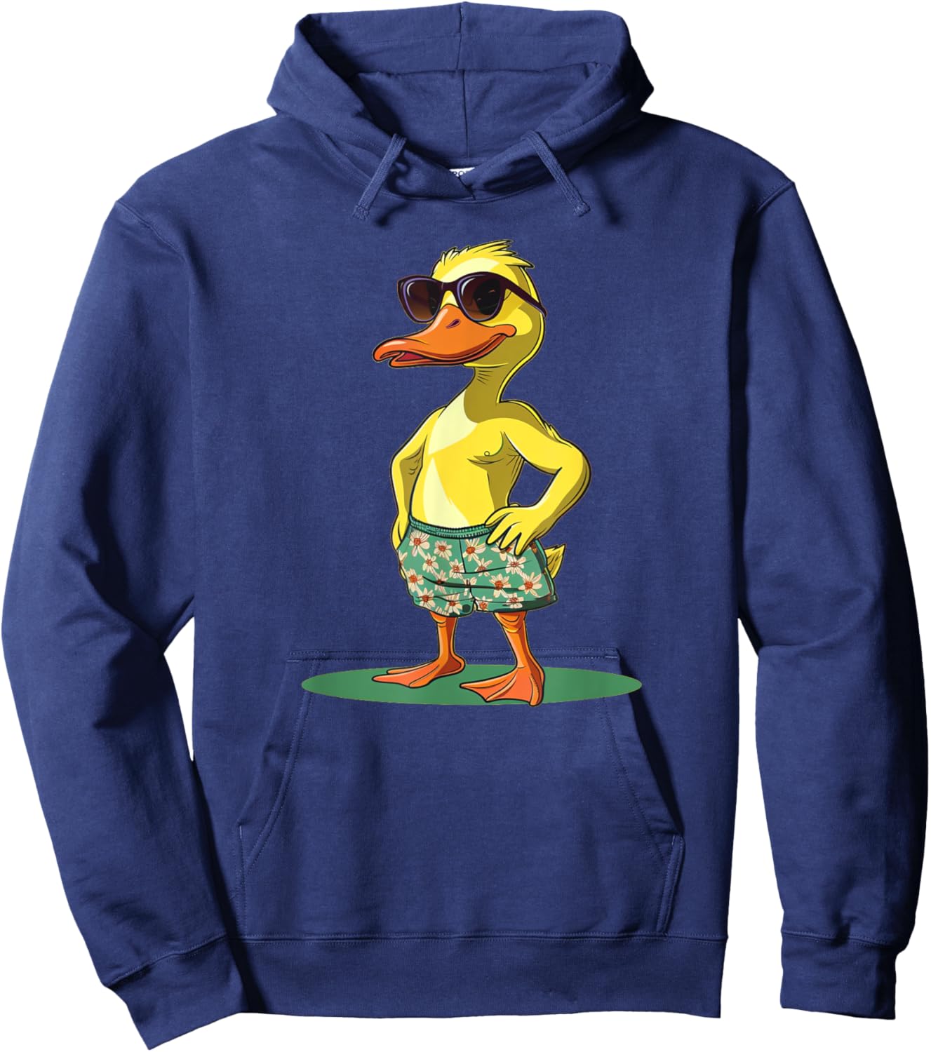 Cool Duck in Shorts and Sunglasses for Summer Fans Men Women Kids Hoodie - Hoodie | Navy