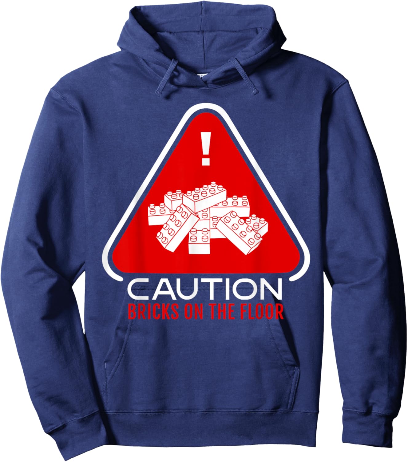 Funny Building Blocks Warning Caution Bricks On The Floor Hoodie - Hoodie | Navy