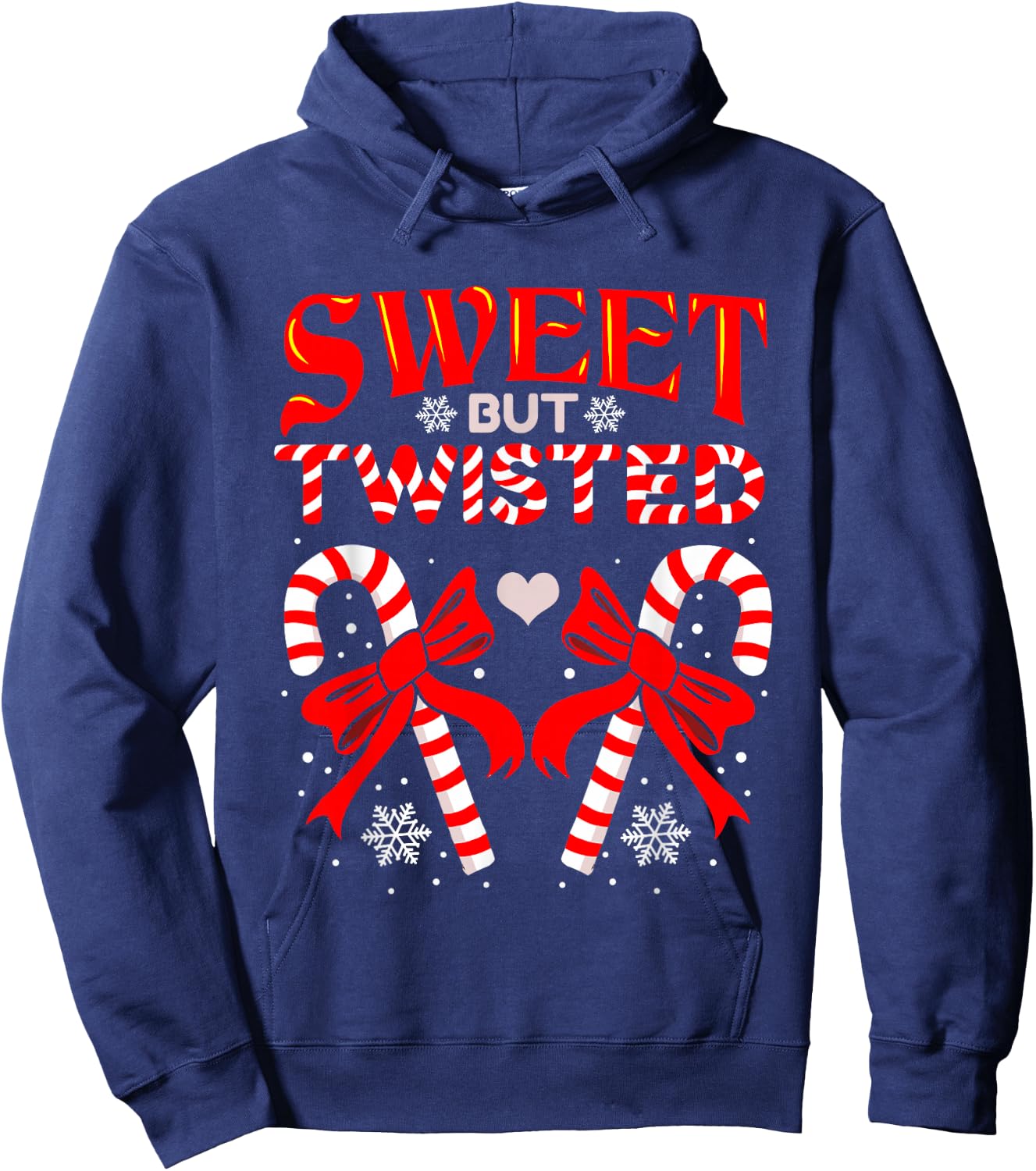 Sweet But Twisted Candy Cane Christmas Short Sleeve Hoodie - Hoodie | Navy