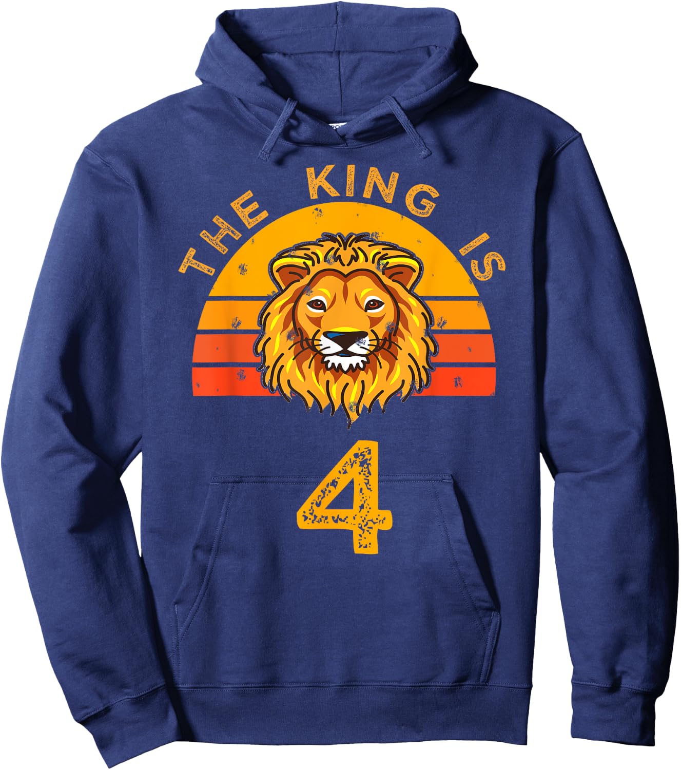 King is 4 Years Old - 4th Birthday Animal Gift Ideas Hoodie - Hoodie | Navy