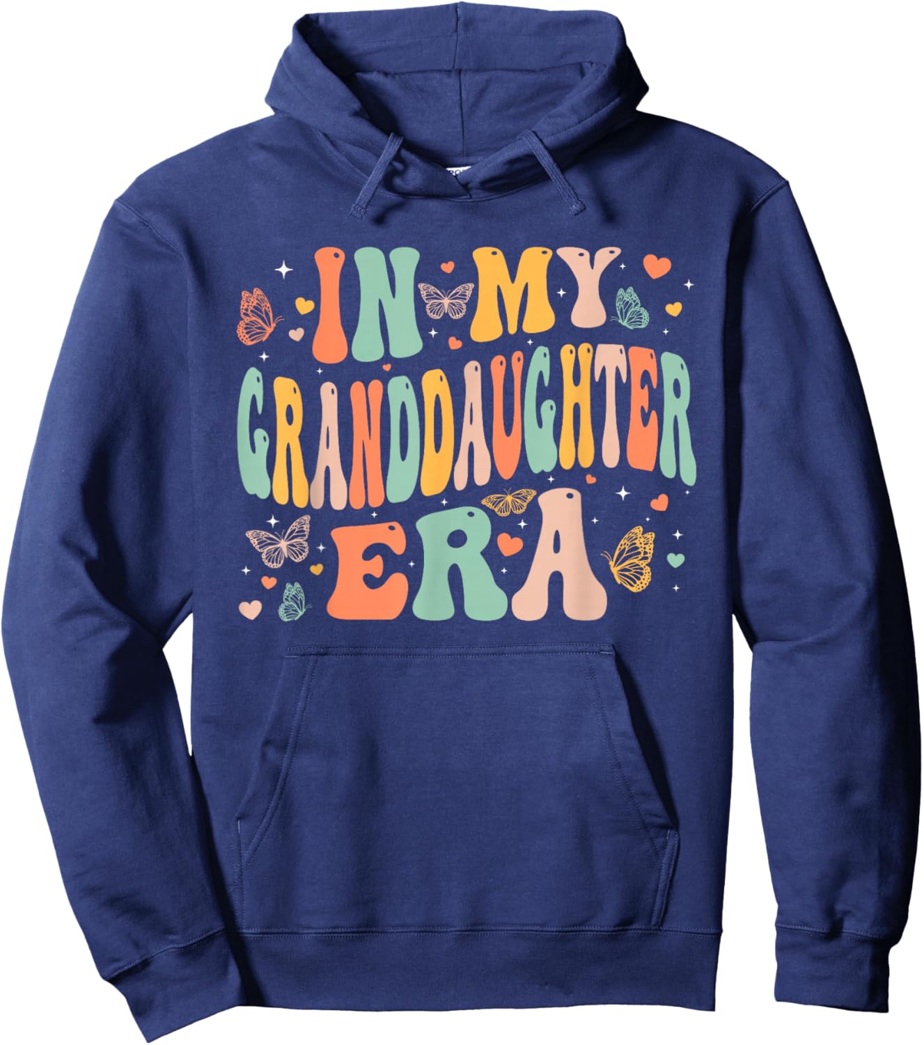 Retro Groovy In My Granddaughter Era Mother's Day Kids Girls Hoodie - Hoodie | Navy