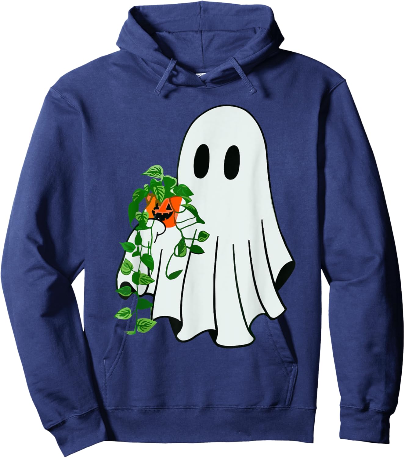 Cute Ghost Plant Lady Halloween Ghost Gardening Grandma Mom Hoodie - Hoodie | Navy