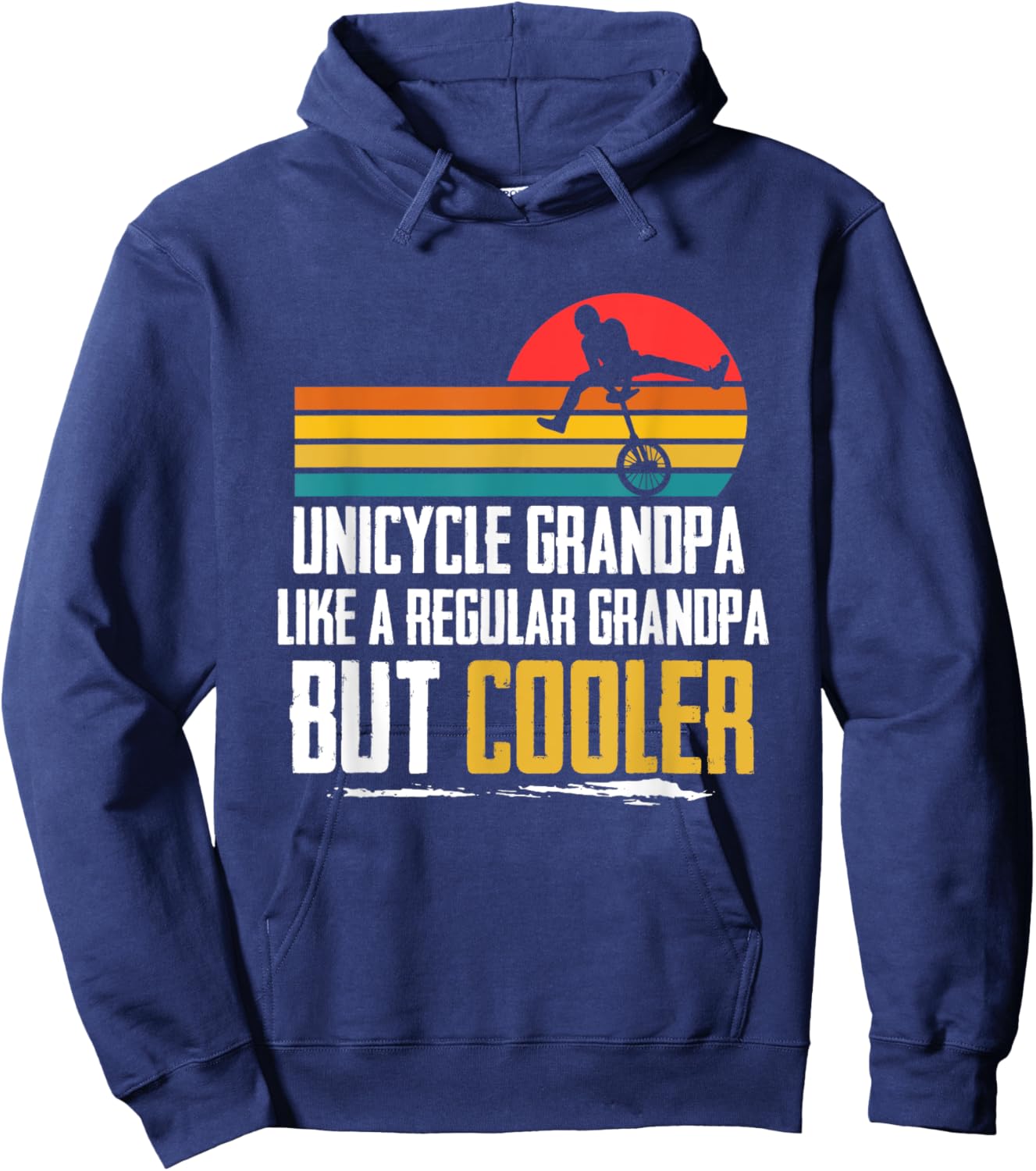 Vintage Monocycle Unicycle Grandpa Regular Grandfather Retro Hoodie - Hoodie | Navy