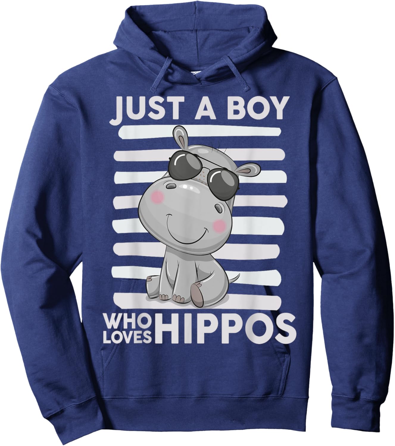 Kids Hippo-Shirt Toddler Funny Just A Boy Who Loves Hippos Hoodie - Hoodie | Navy