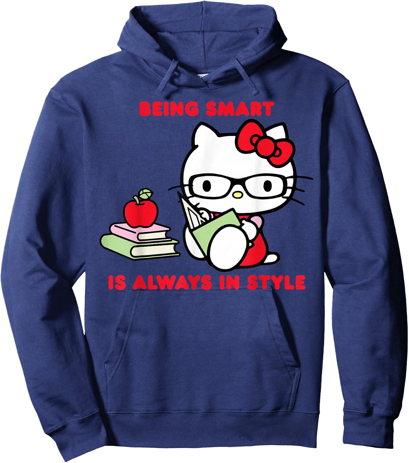 Hello Kitty Being Smart Is Always In Style Books Student Hoodie - Hoodie | Navy