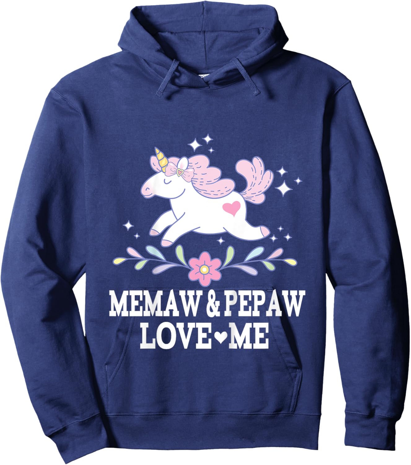 Kids Memaw and Pepaw Love Me Granddaughter Unicorn Hoodie - Hoodie | Navy