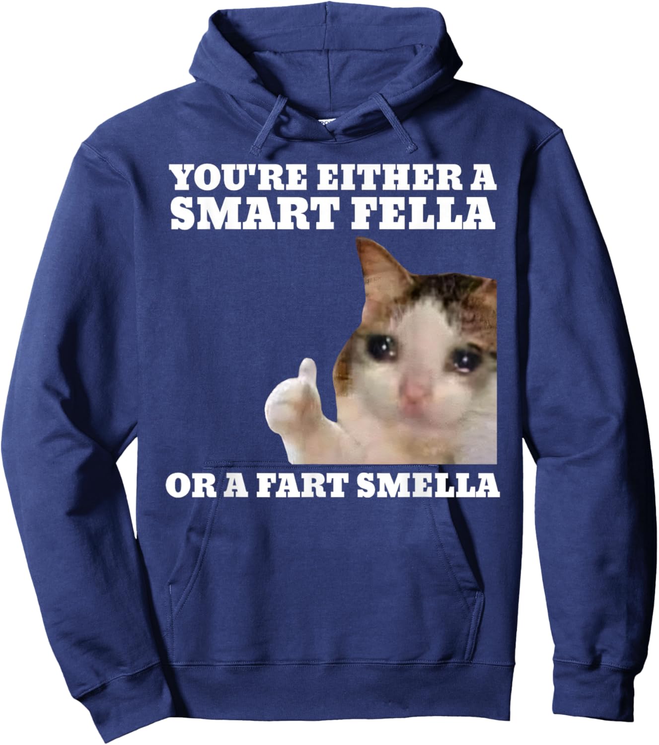 Funny Cat You're Either A Smart Fella Or A Fart Smella Hoodie - Hoodie | Navy