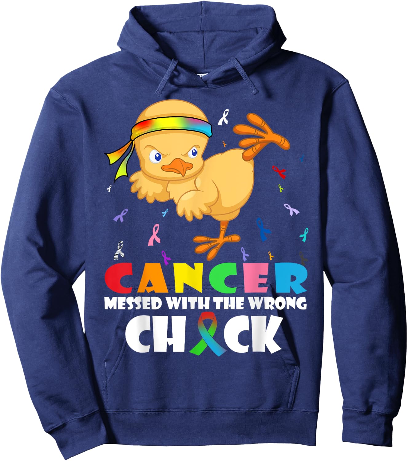Cancer Messed With Wrong Chick Funny Cancer Warrior Hoodie - Hoodie | Navy