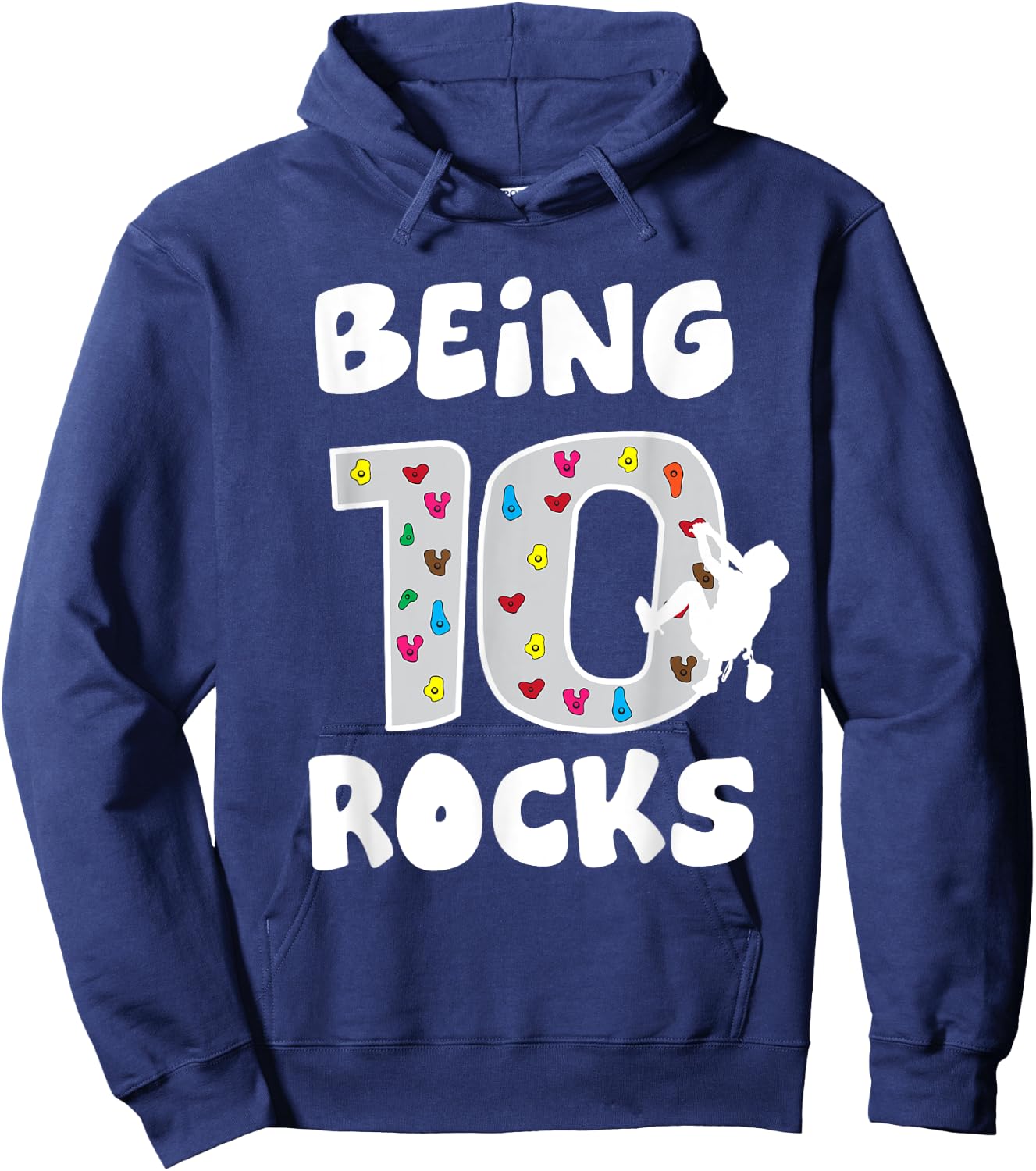 Rock Climbing Funny 10 Years Old 10th Birthday Gift Kids Hoodie - Hoodie | Navy