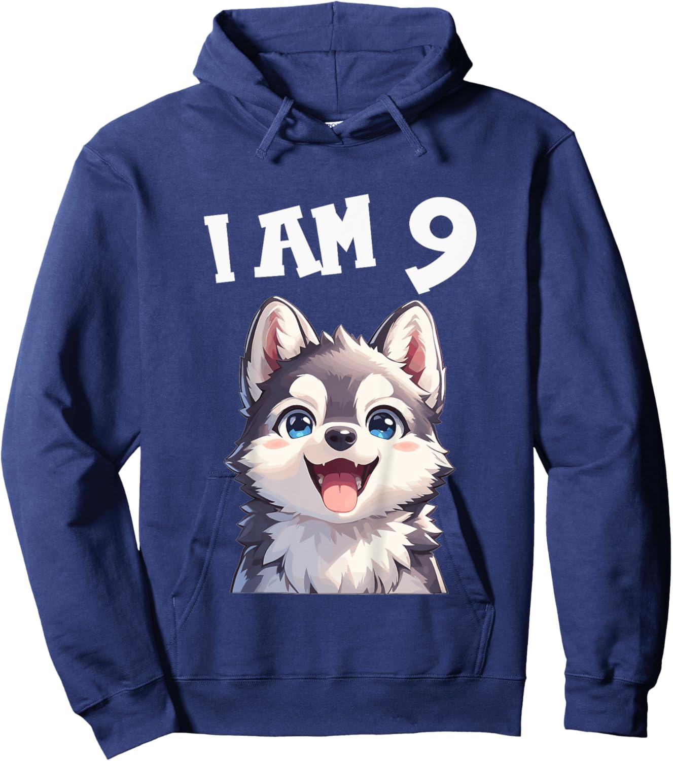 Kids 9 Years old 9th birthday Husky Dogs Husky Dog Hoodie - Hoodie | Navy