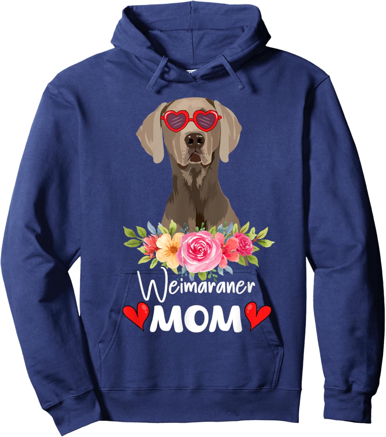 Weimaraner Mom Mama Sunglasses Flower Dog Lover Owner Hoodie - Hoodie | Navy
