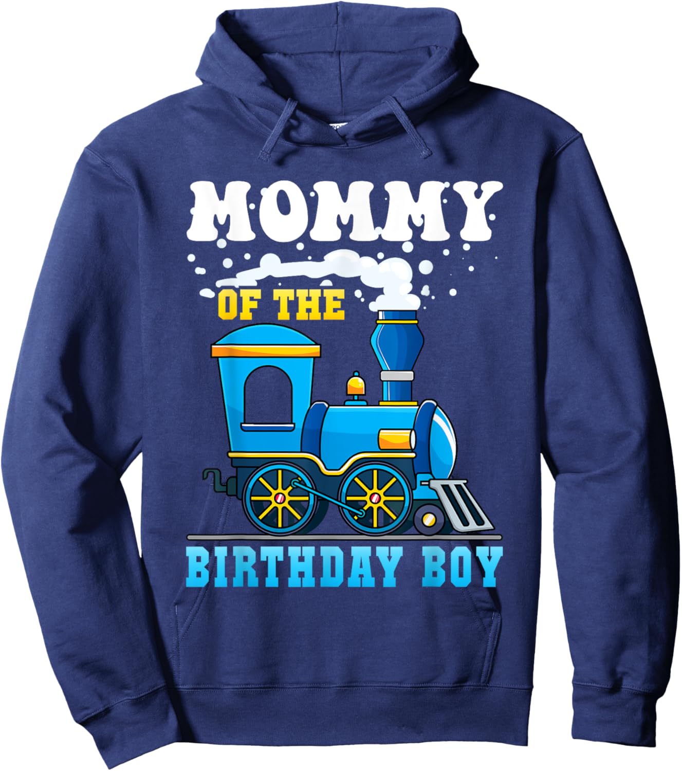 Mommy of the Birthday Boy Train Lover Party Family Matching Hoodie - Hoodie | Navy