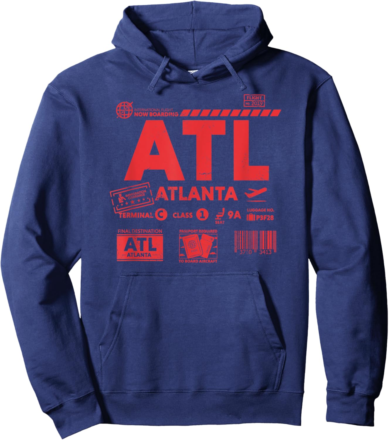 Vintage Atlanta ATL Airport Code Travel Day Retro Travel ATL Hoodie - Hoodie | Navy