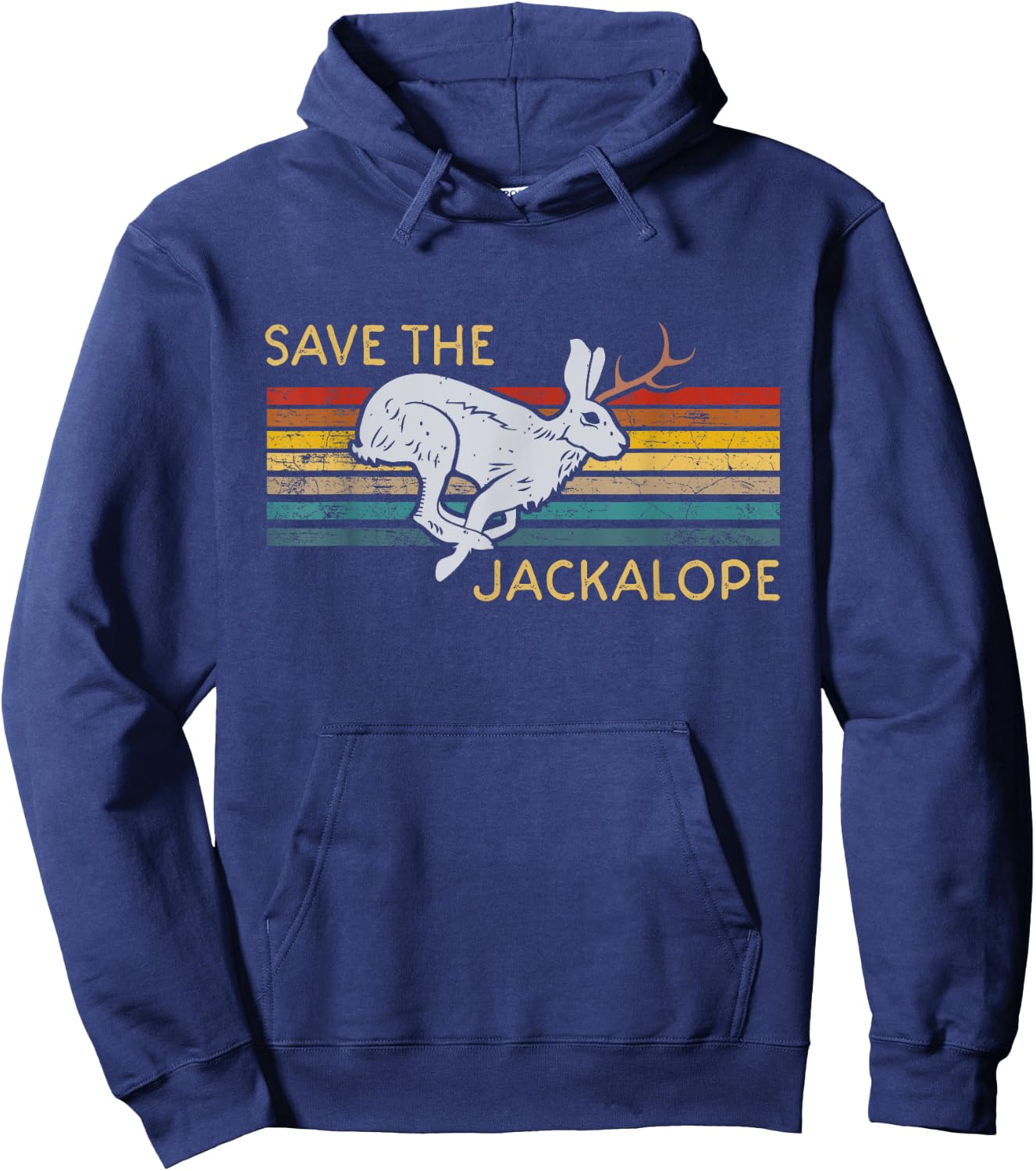 Save The Jackalope Vintage Rabbit Camping Cryptozoology Hoodie - Hoodie | Navy