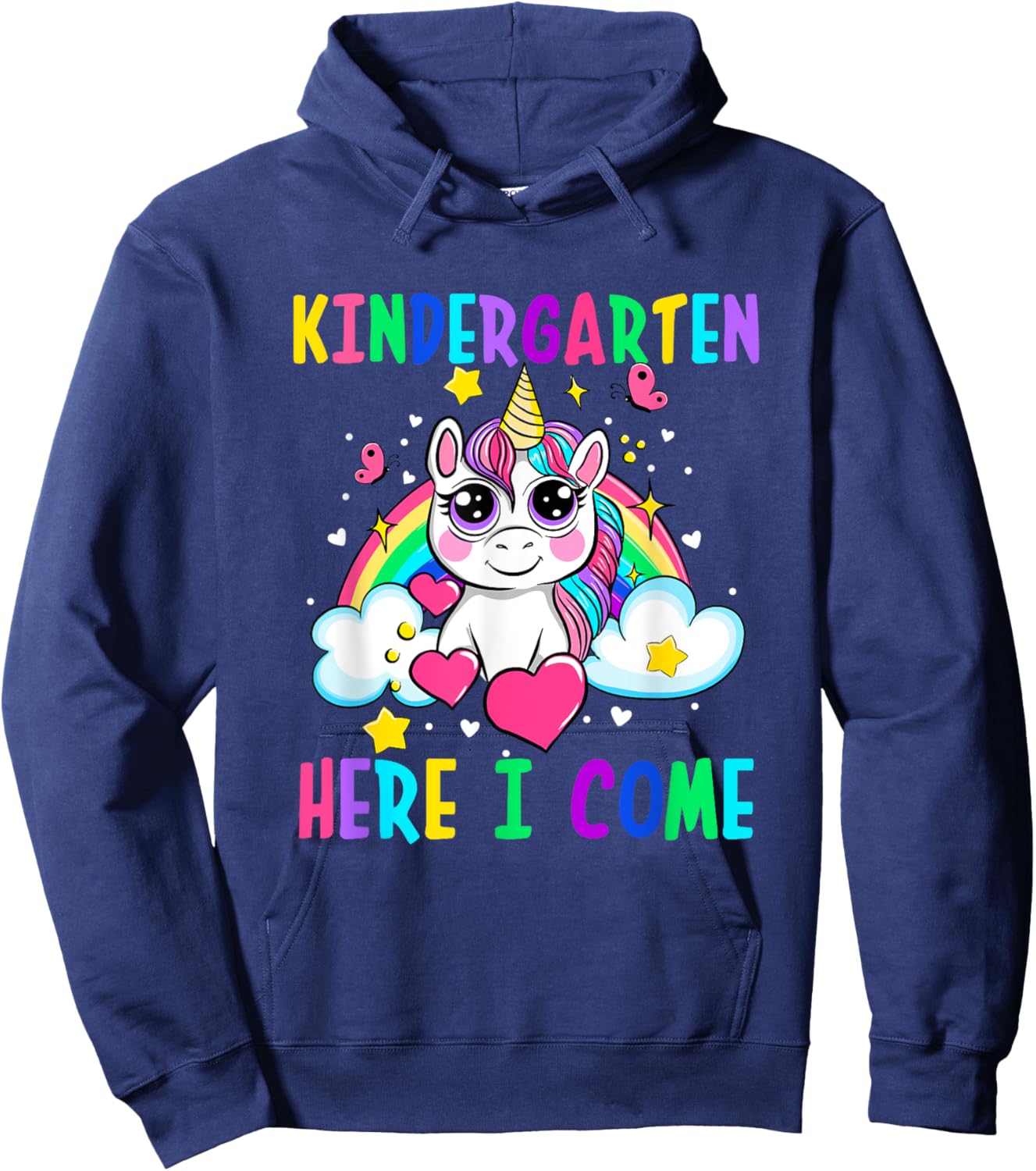 Cute Unicorn Kindergarten Here I Come School Kindergarten Hoodie - Hoodie | Navy