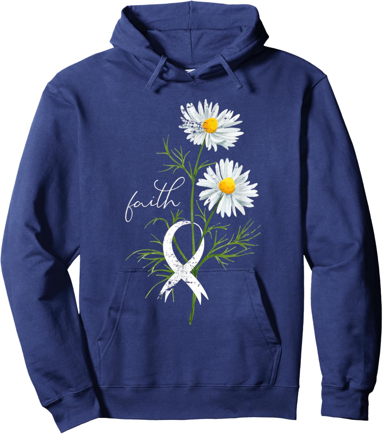 Lung Cancer Fight Support White Ribbon Gift Lung Cancer Hoodie - Hoodie | Navy
