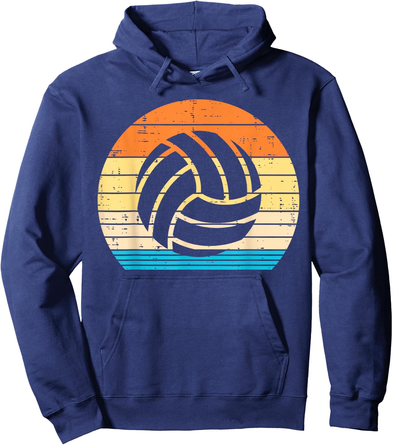 Volleyball Silhouette Retro Coach Player Men Women Kids Hoodie - Hoodie | Navy