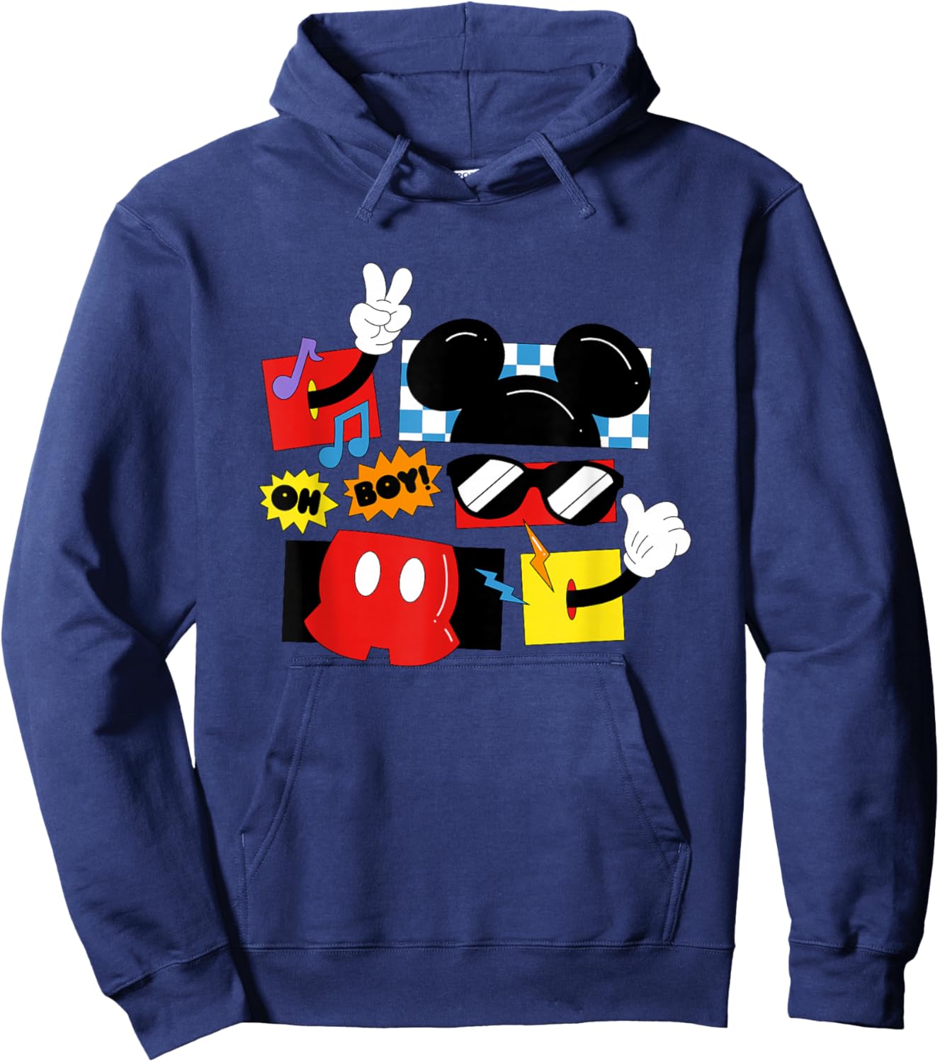 Disney Mickey And Friends Oh Boy Retro Mickey Shapes Hoodie - Hoodie | Navy