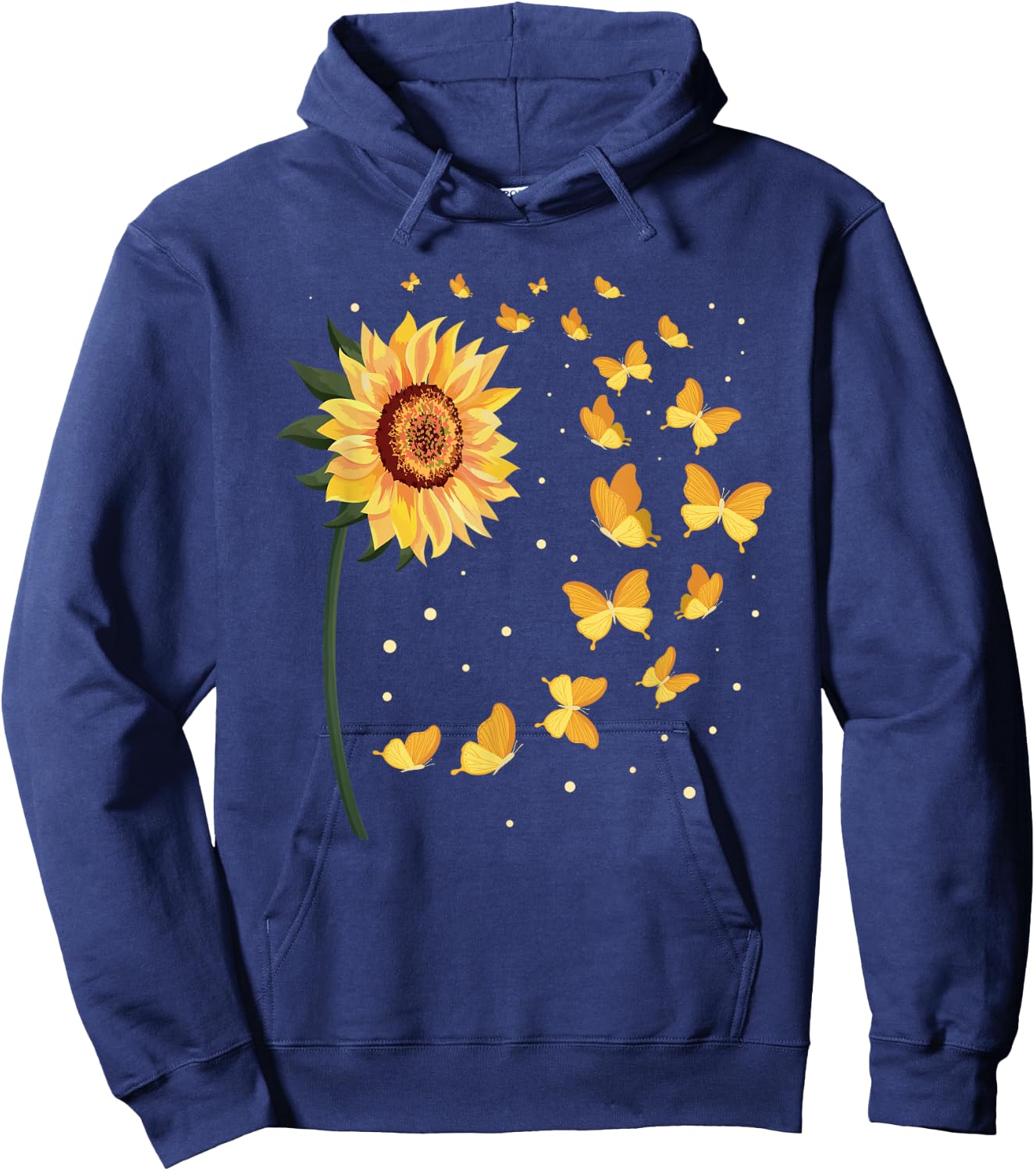 Flower Butterflies Nature Butterfly Sunflower Hoodie - Hoodie | Navy