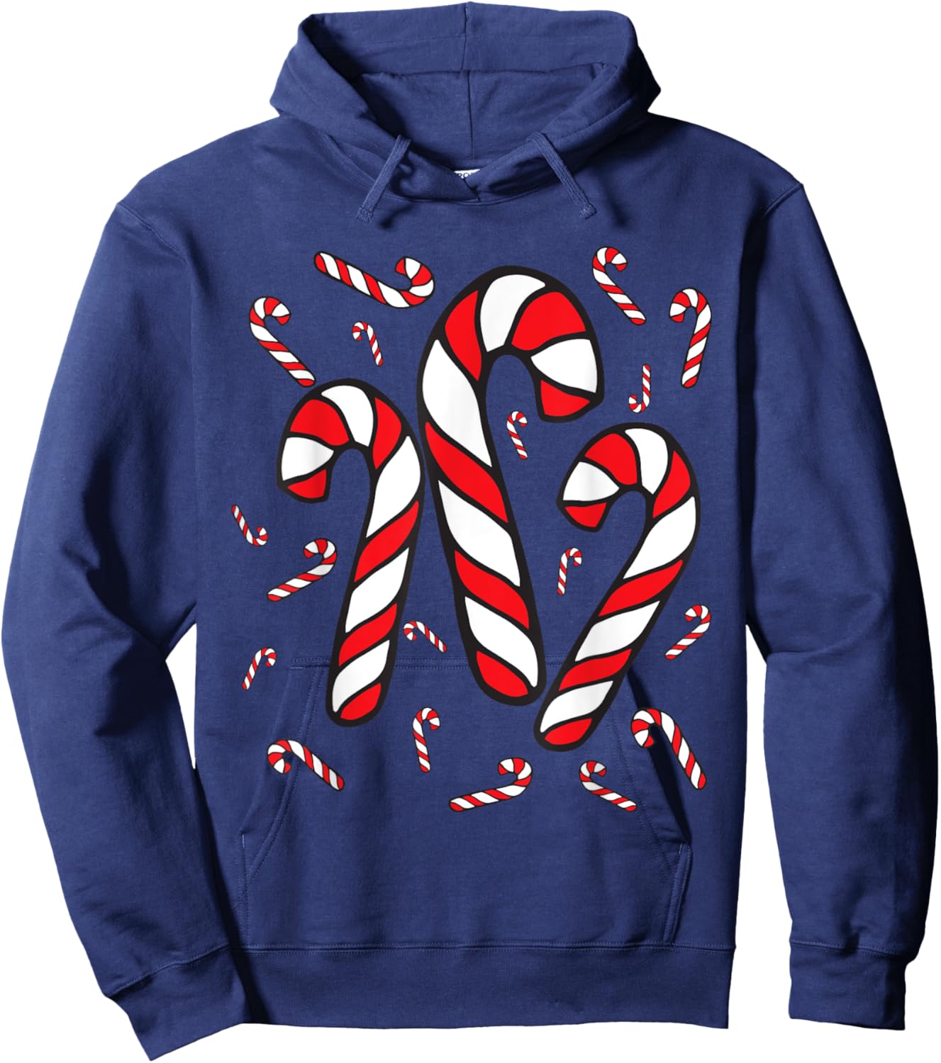 Candy Cane Crew Merry and Bright Red and White Candy Costume Hoodie - Hoodie | Navy
