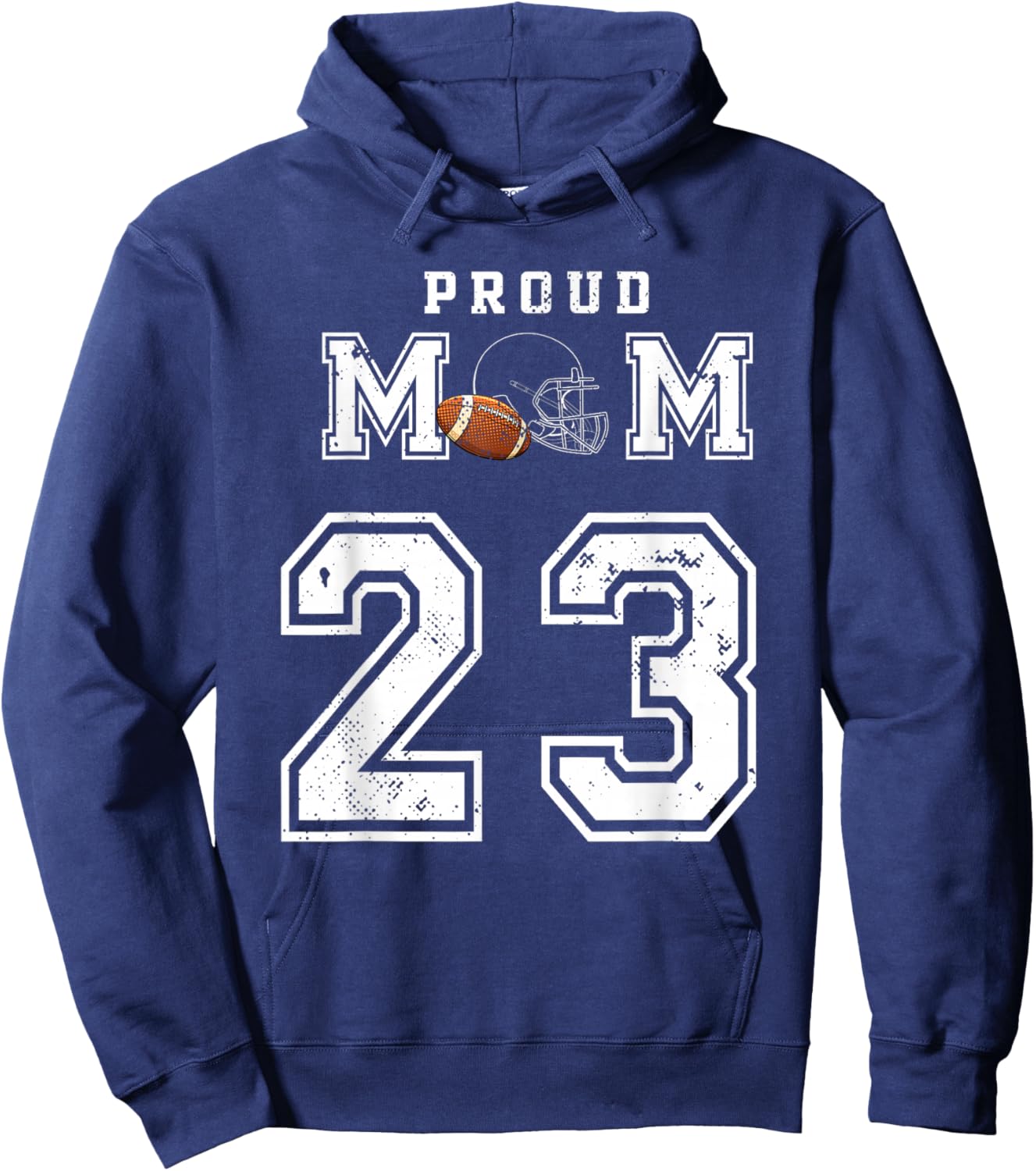 Custom Proud Football Mom Number 23 Personalized Hoodie - Hoodie | Navy