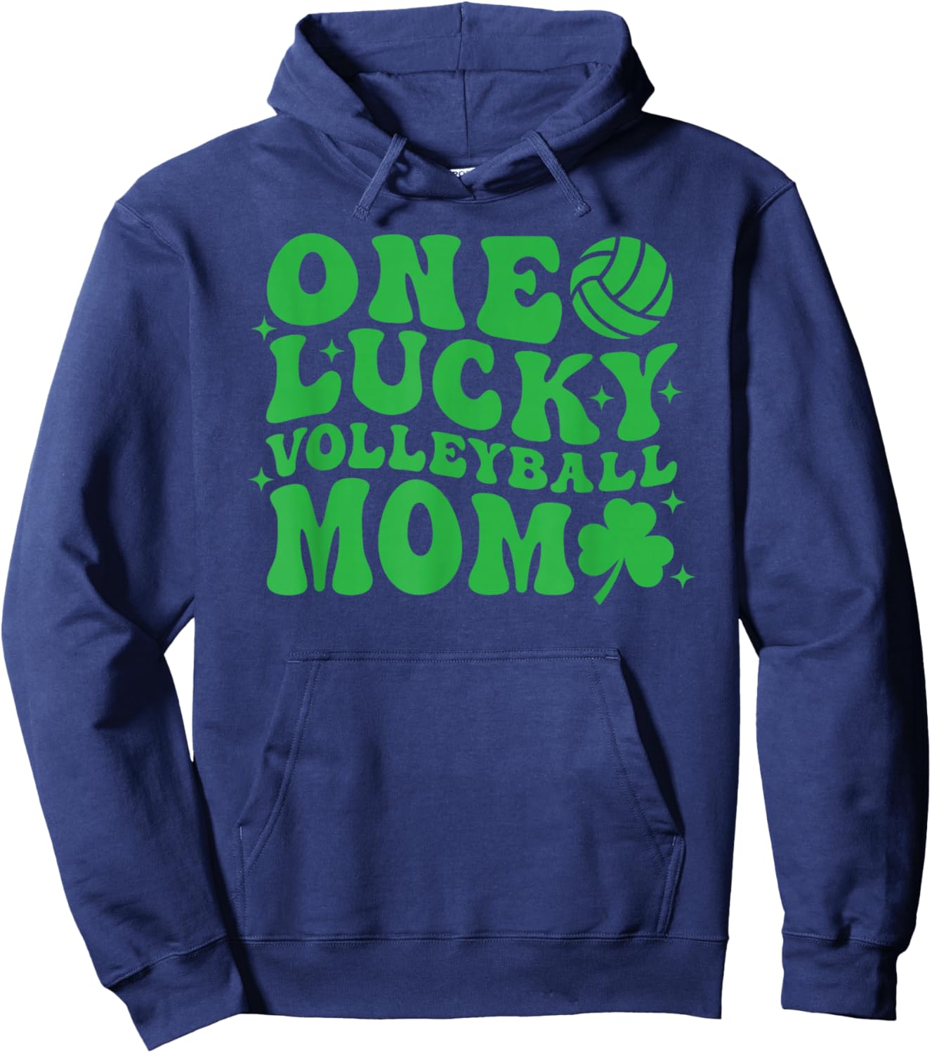 One Lucky Volleyball Mom Retro St Patrick's Day Groovy Hoodie - Hoodie | Navy