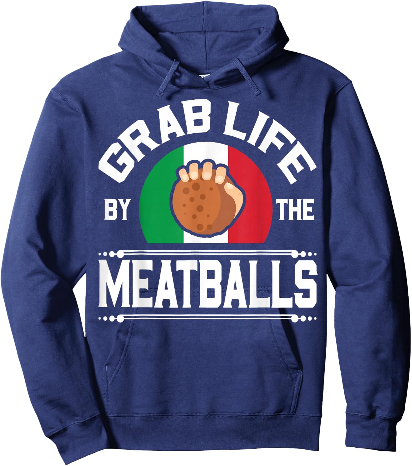 Funny Meatball Italian Food Italy Flag Shirt Hoodie - Hoodie | Navy