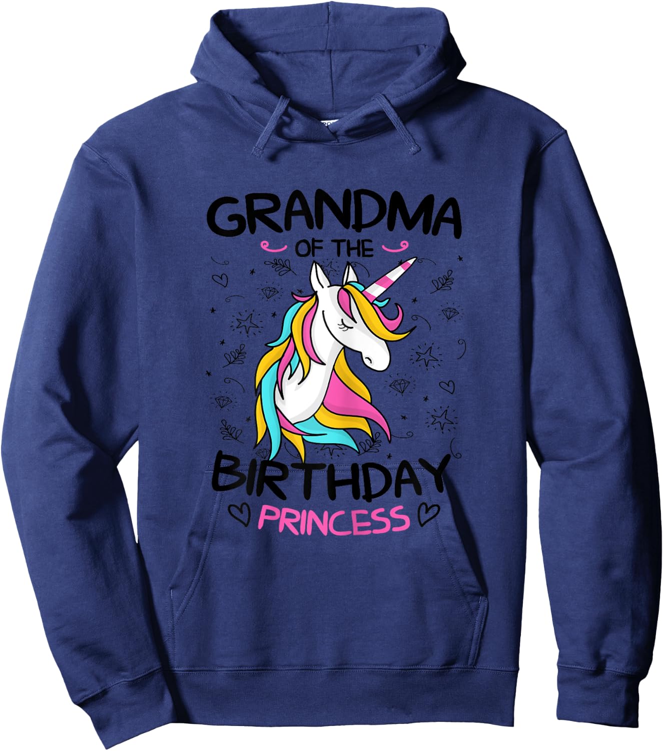 Grandma Of The Birthday Princess Shirt Unicorn Girl Hoodie - Hoodie | Navy