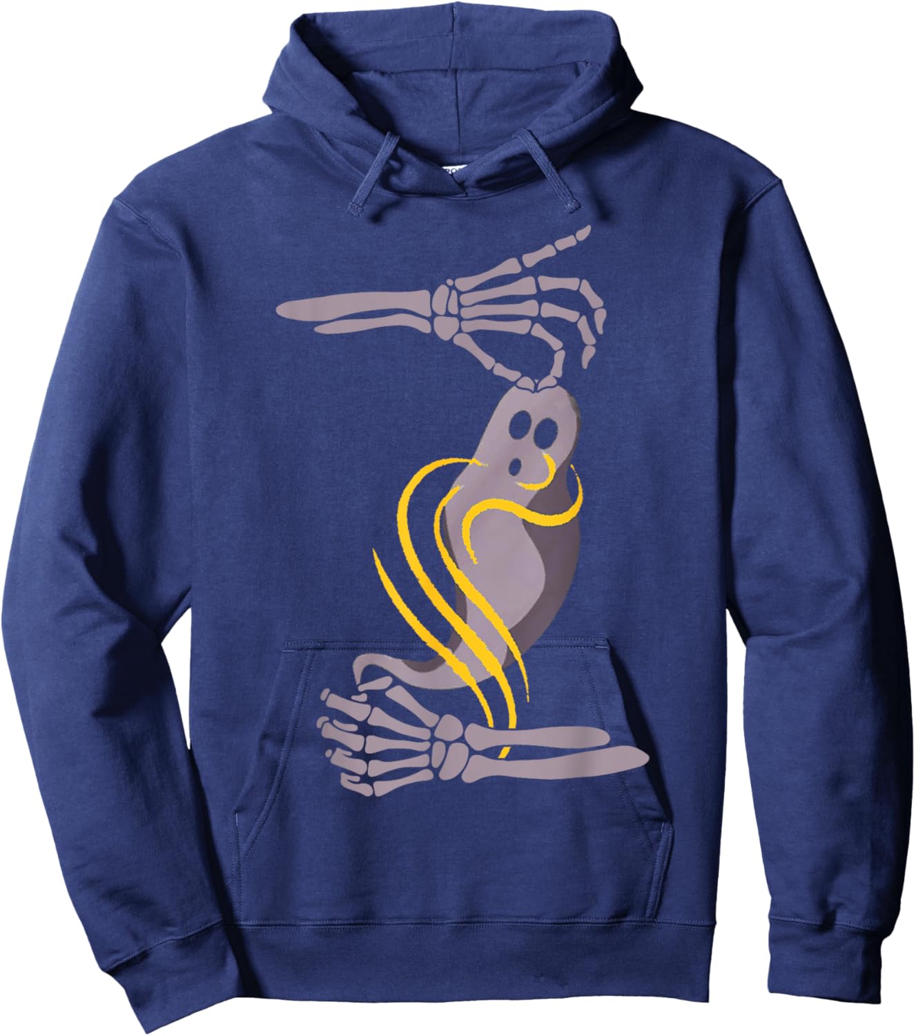 Spooky Halloween ASL Skeleton Hands Ghost Hoodie - Hoodie | Navy