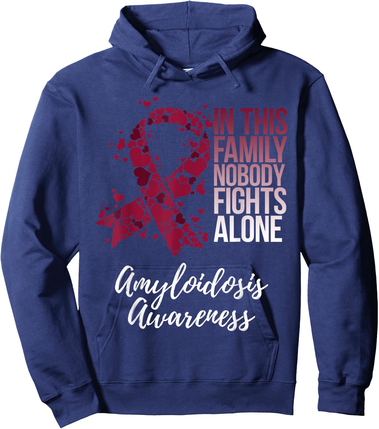 Amyloidosis Awareness Products Family Support Awareness - Adults - Black - Short Sleeve - Small - Classic Fit - Polyester Hoodie - Hoodie | Navy